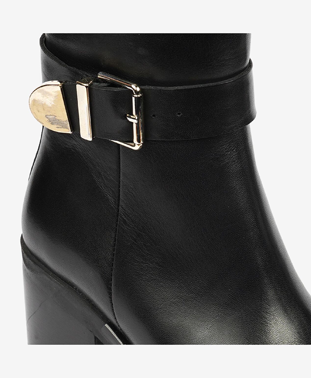 Kadın Siyah Hakiki Deri Topuklu Bot - 5