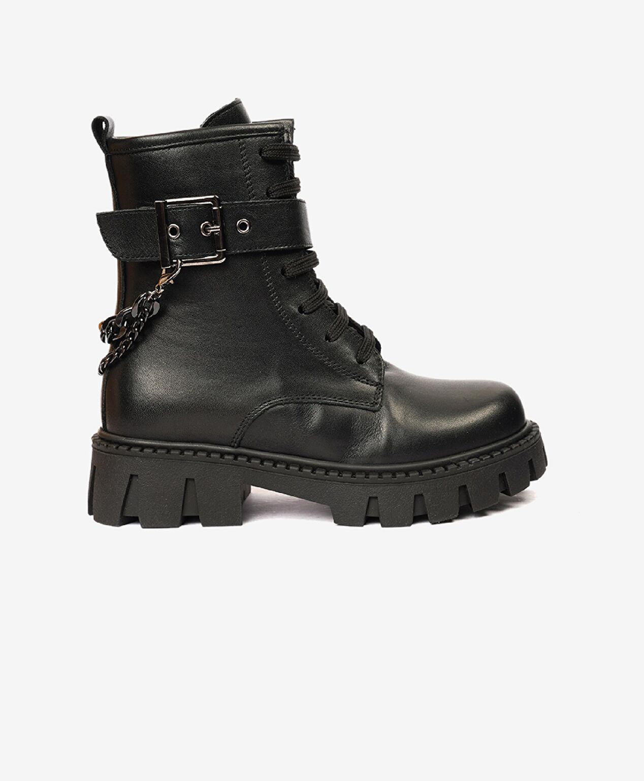 Kız Çocuk Siyah Hakiki Deri Termo Taban Bot - 1