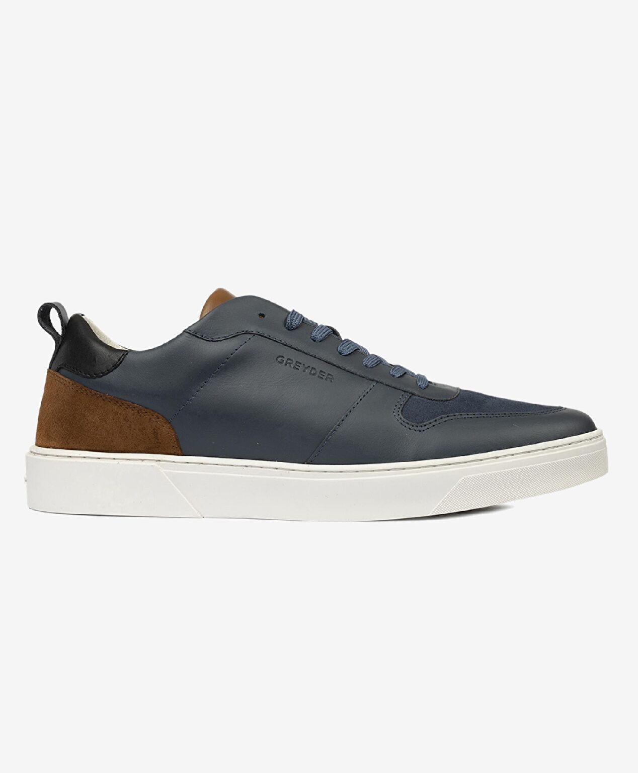Erkek Lacivert Hakiki Deri Sneaker Ayakkabı - 1