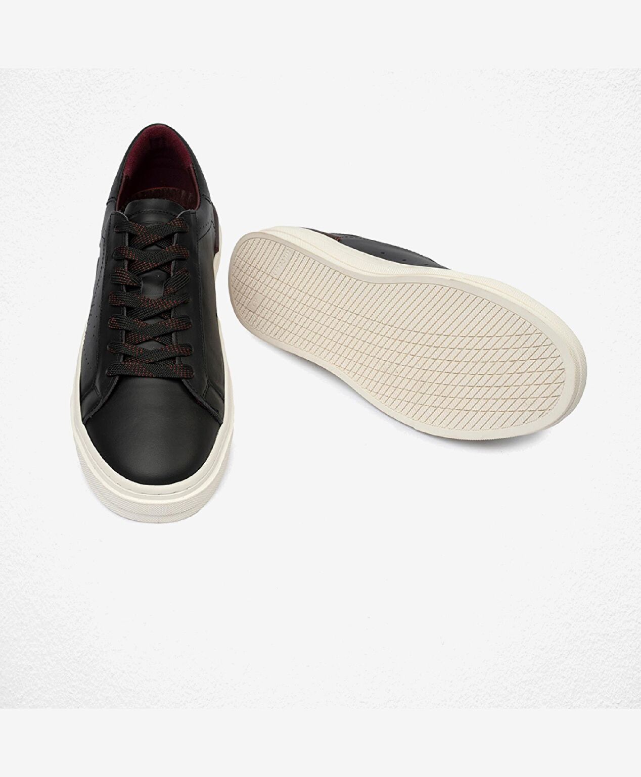 Erkek Siyah Hakiki Deri Sneaker Ayakkabı - 6
