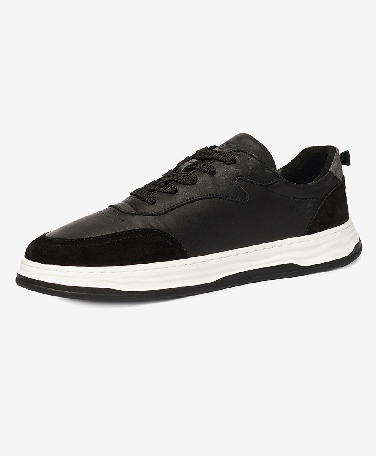 Erkek Siyah Gri Hakiki Deri Sneaker Ayakkabı - 3