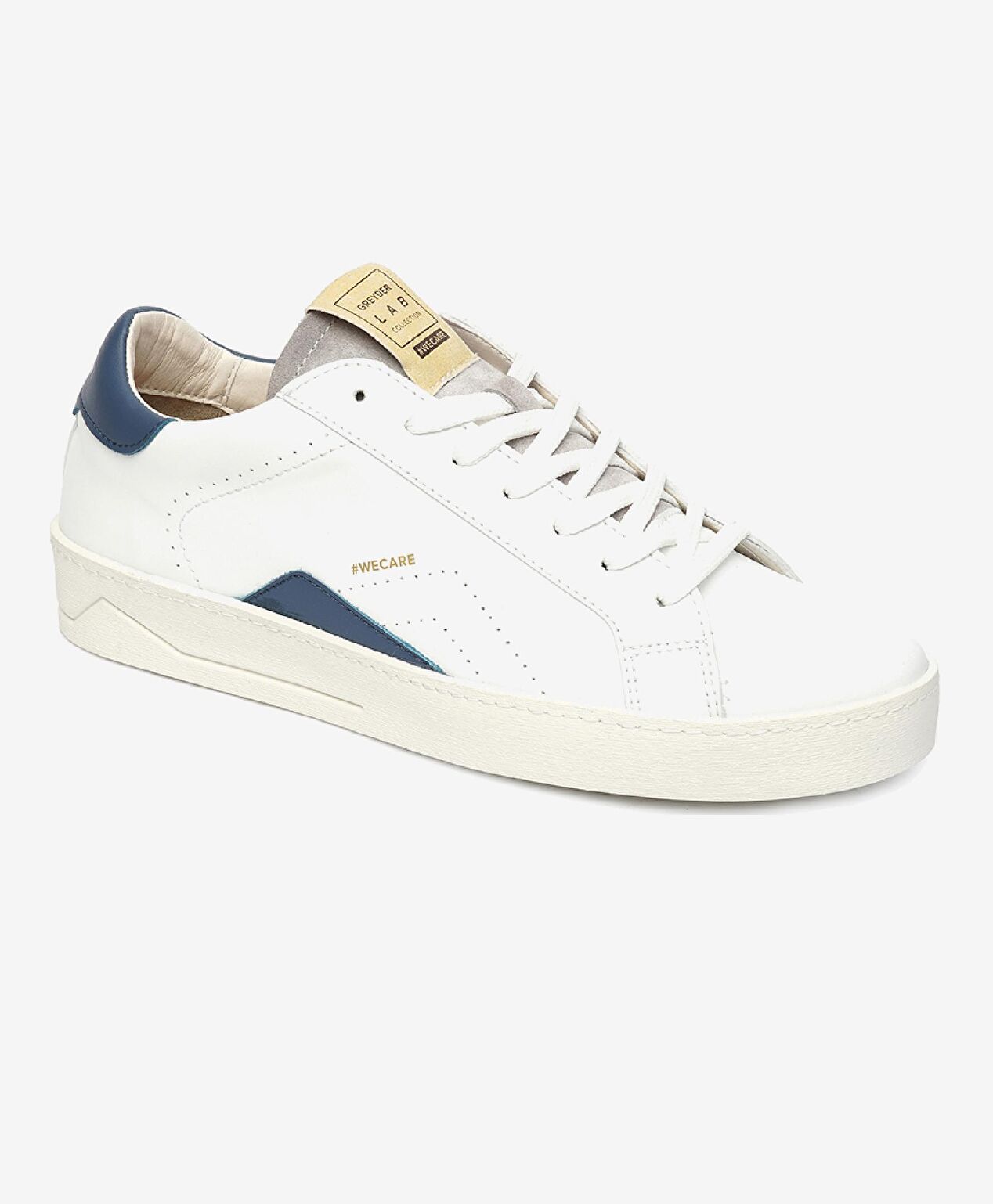 Erkek Beyaz Mavi Hakiki Deri Sneaker Ayakkabı - 2