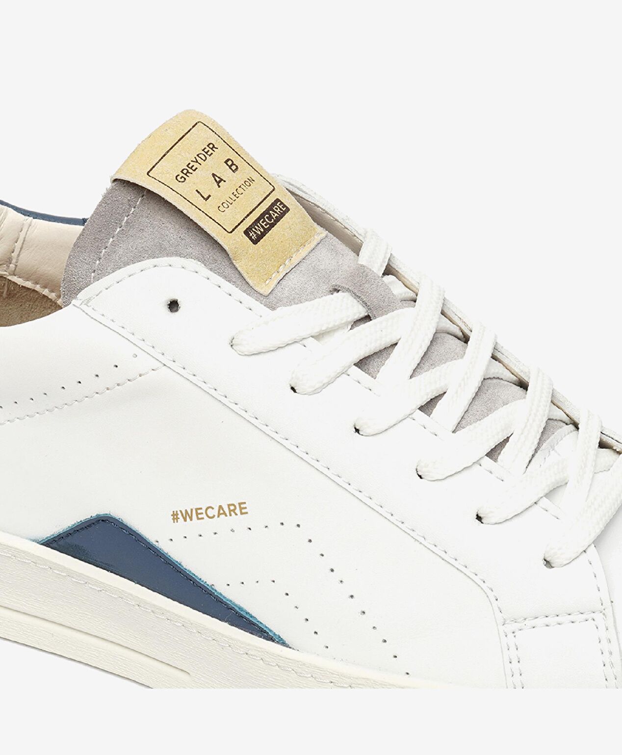 Erkek Beyaz Mavi Hakiki Deri Sneaker Ayakkabı - 5