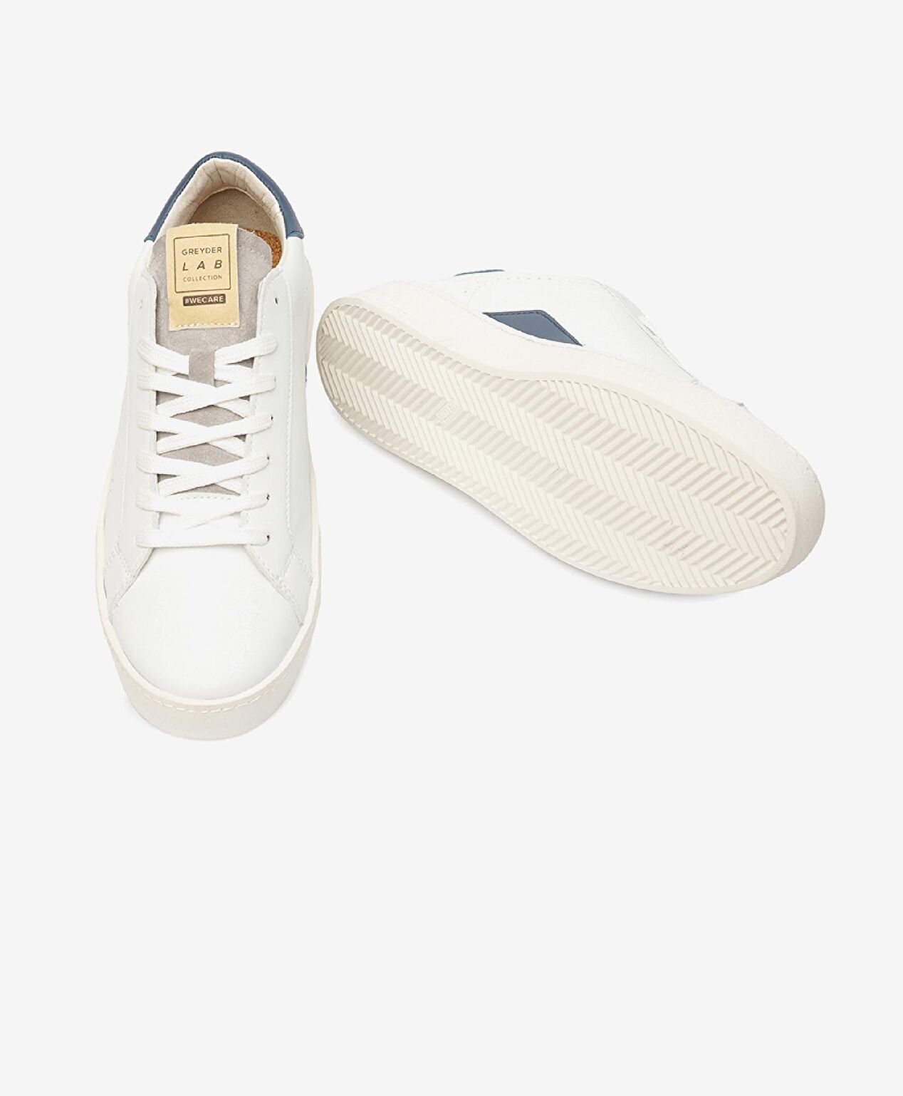 Erkek Beyaz Mavi Hakiki Deri Sneaker Ayakkabı - 6