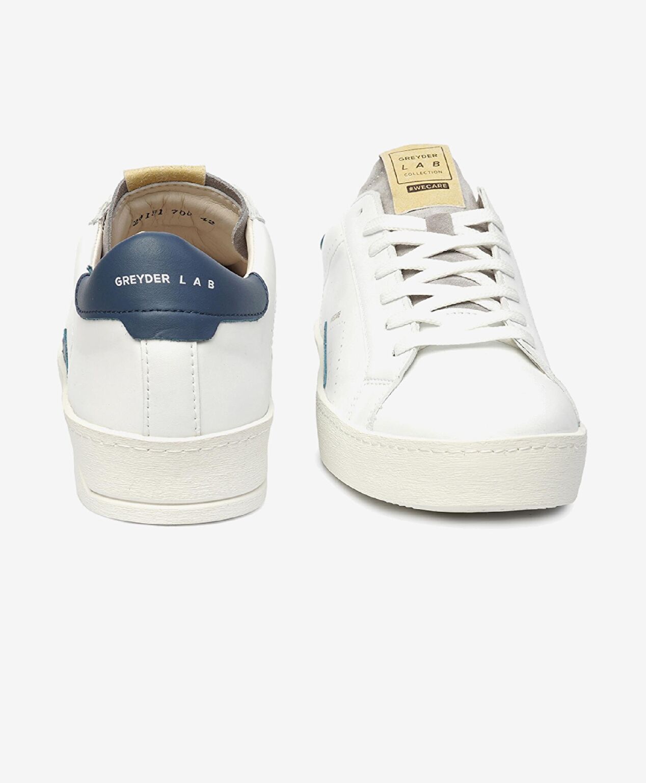 Erkek Beyaz Mavi Hakiki Deri Sneaker Ayakkabı - 7