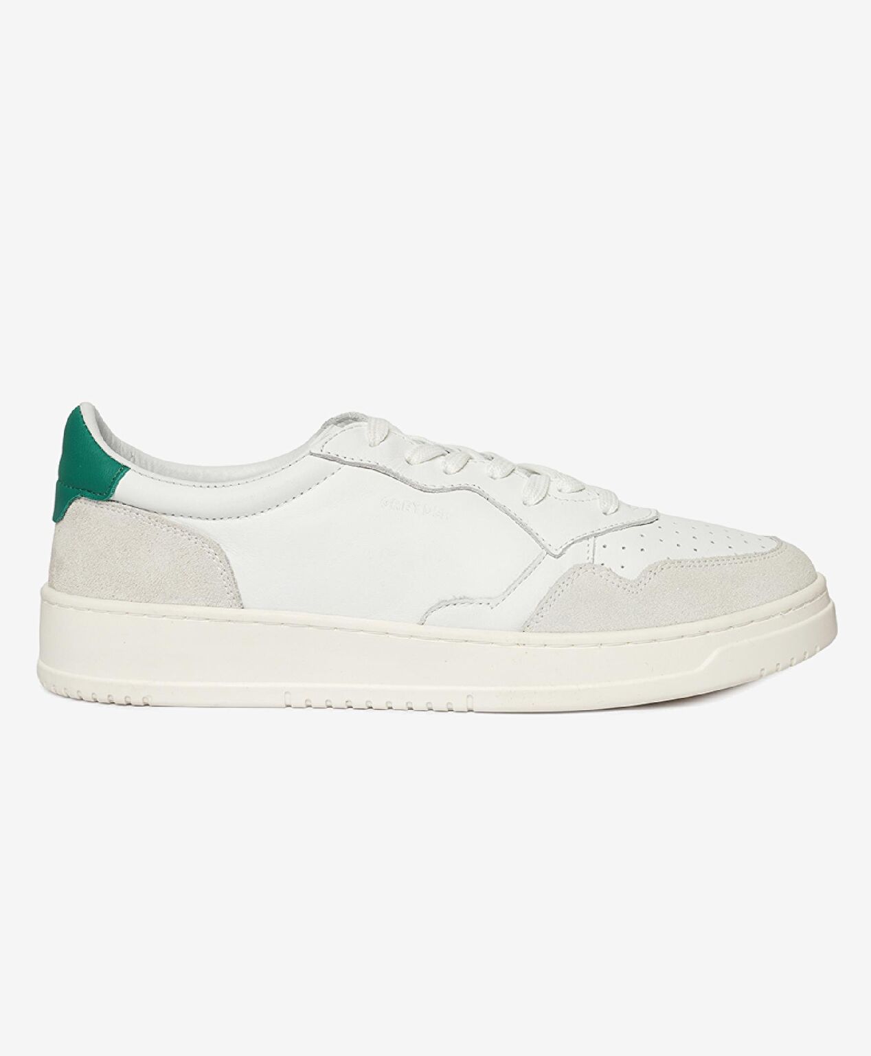 Erkek Beyaz Yeşil Hakiki Deri Sneaker Ayakkabı - 1