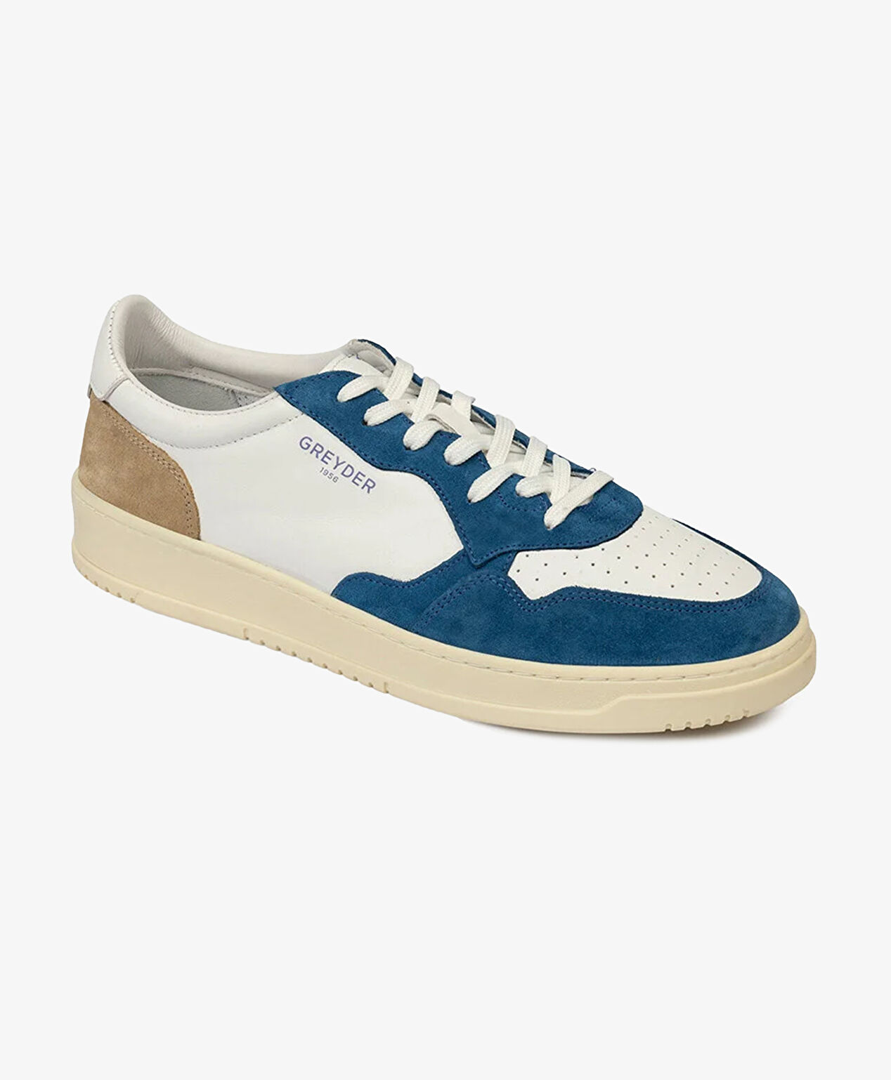 Erkek Saks Beyaz Hakiki Deri Sneaker Ayakkabı - 4
