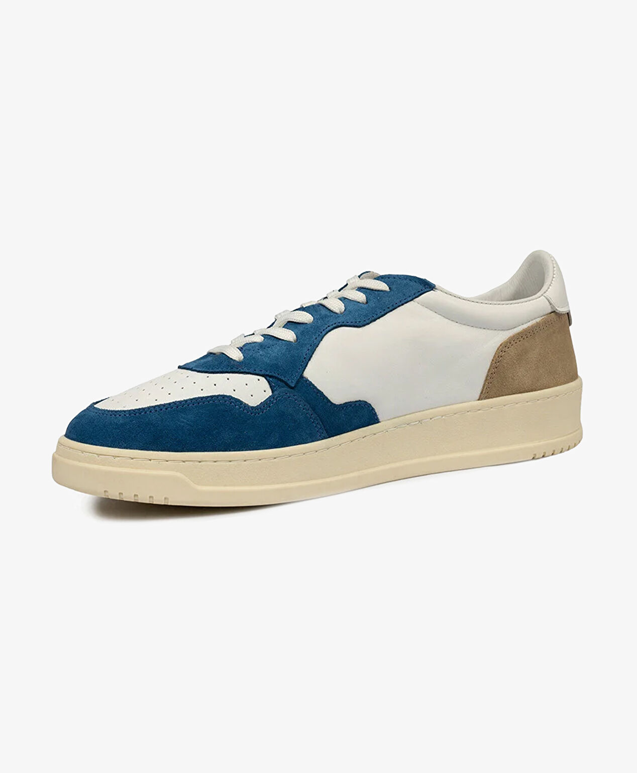 Erkek Saks Beyaz Hakiki Deri Sneaker Ayakkabı - 5