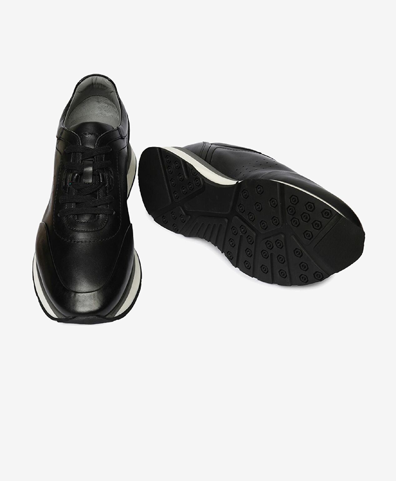 Erkek Siyah Hakiki Deri Sneaker Ayakkabı - 6