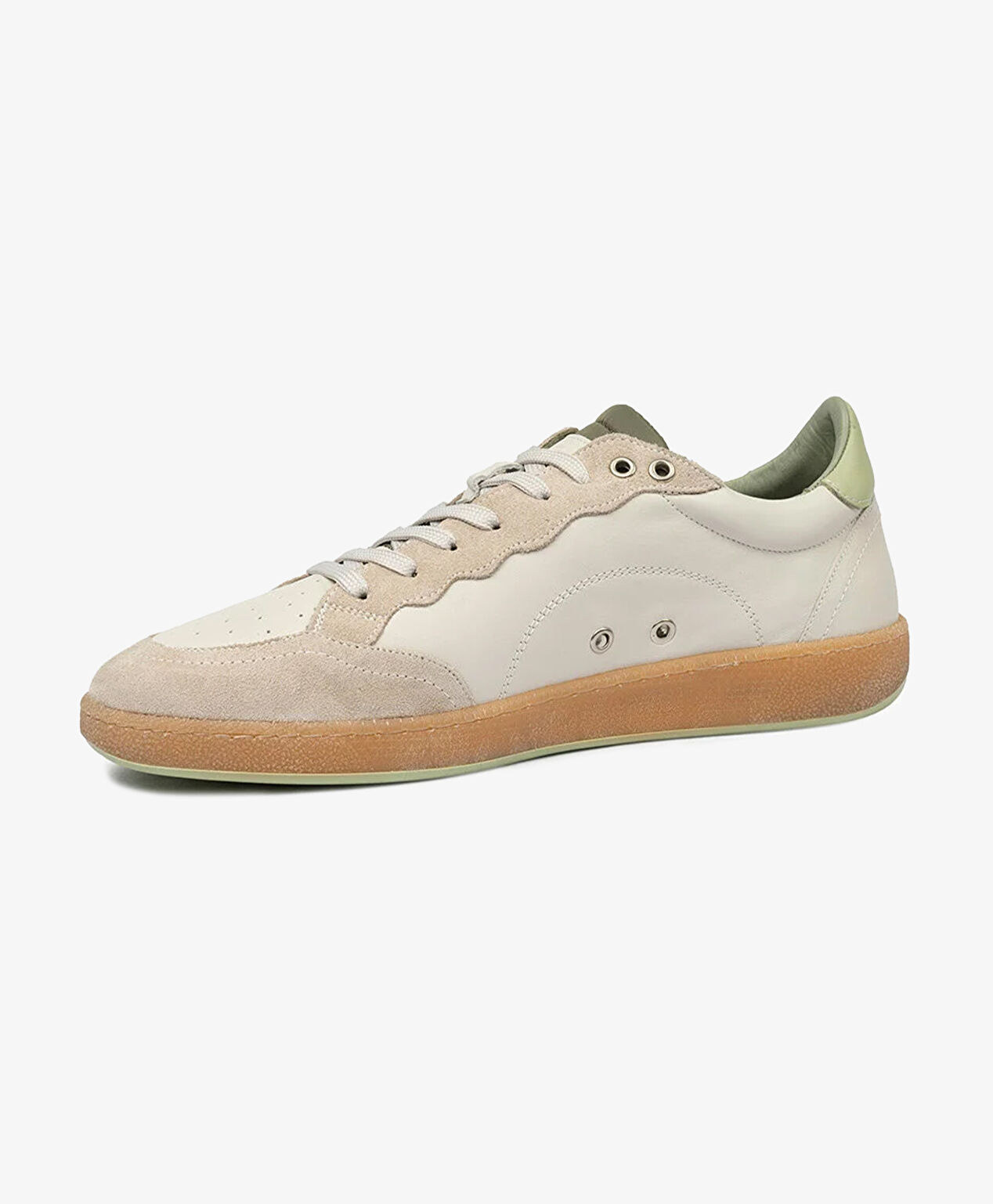 Erkek Bej Hakiki Deri Sneaker Ayakkabı - 3