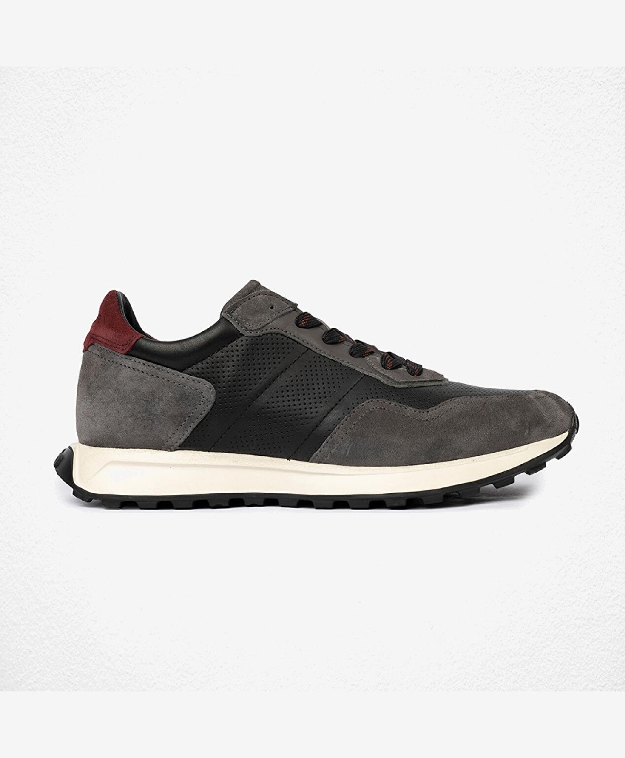 Erkek Koyu Gri Hakiki Deri Sneaker Ayakkabı - 1