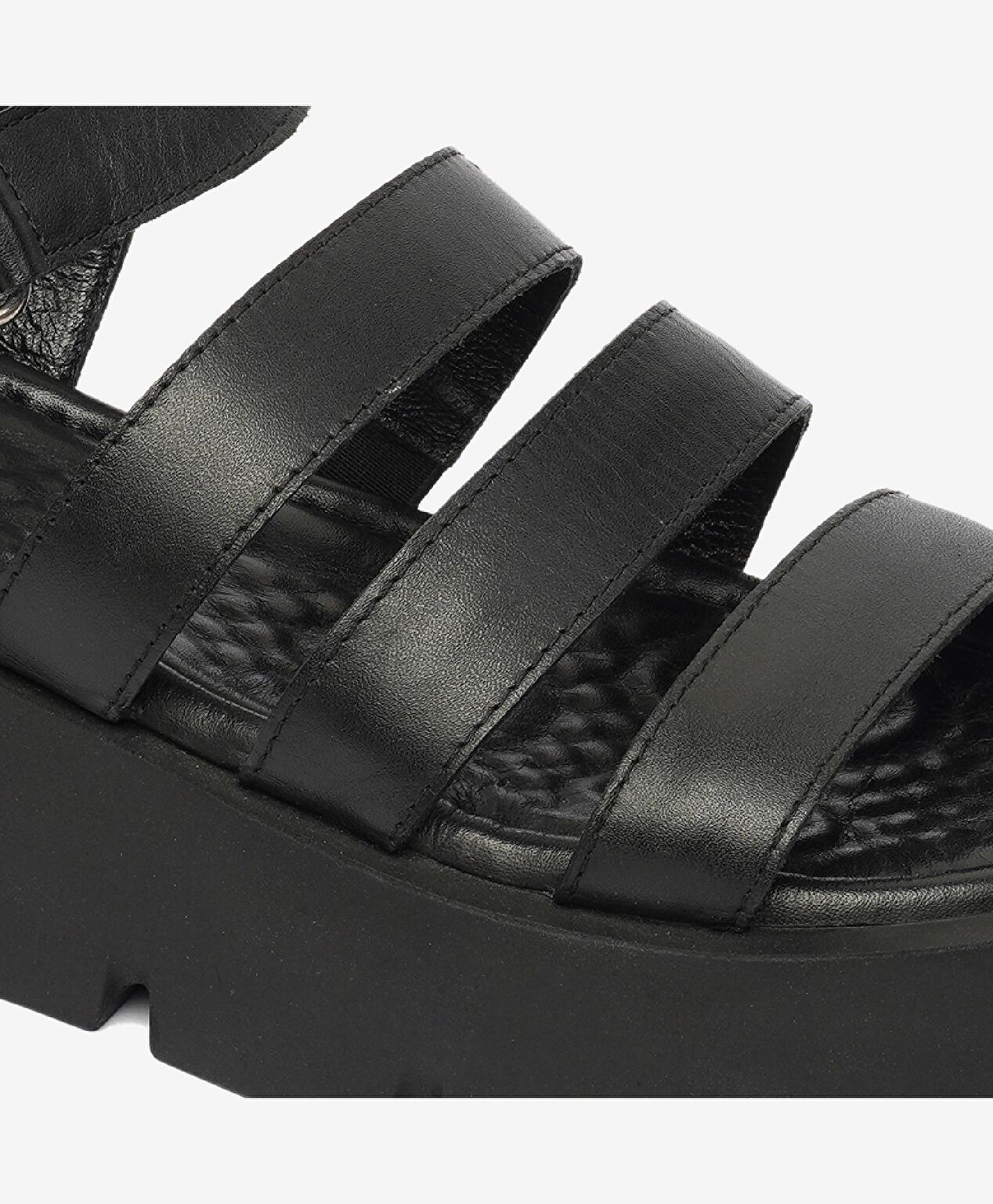 Kadın Siyah Hakiki Deri Sandalet - 5