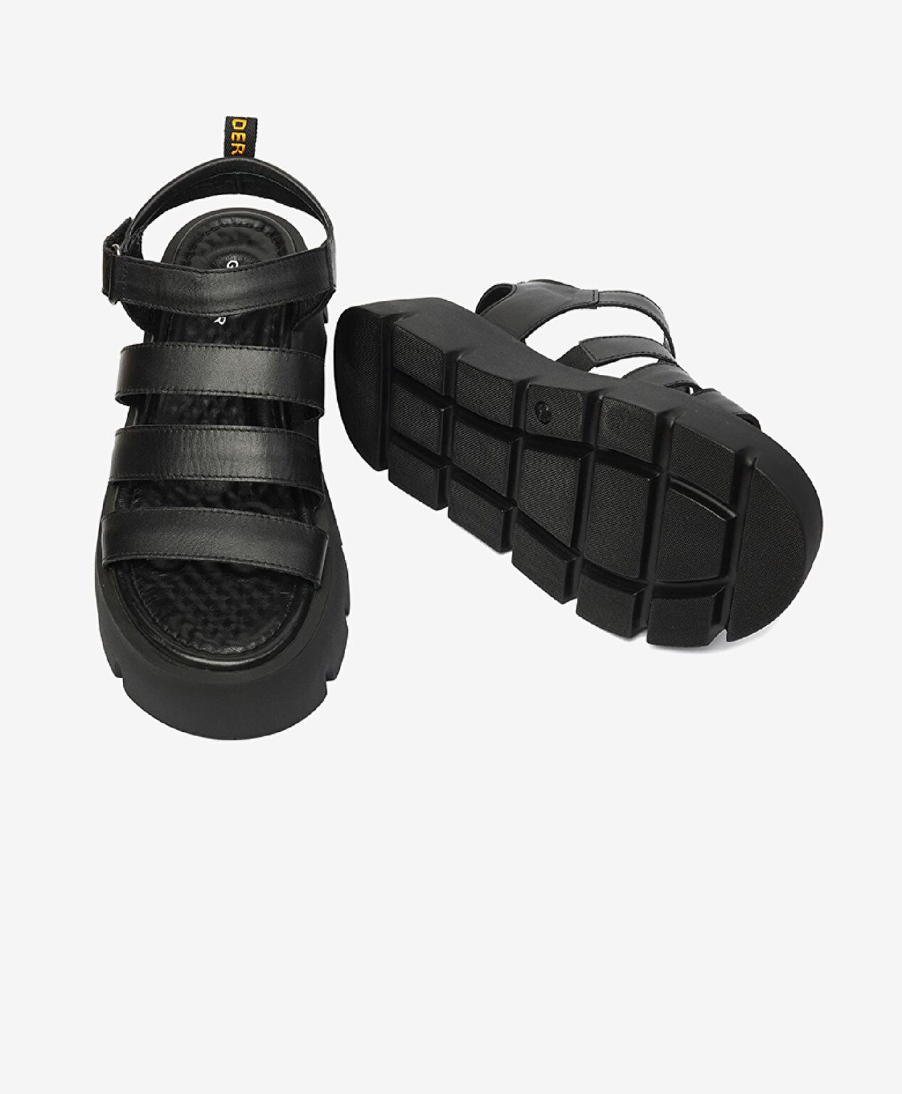 Kadın Siyah Hakiki Deri Sandalet - 6