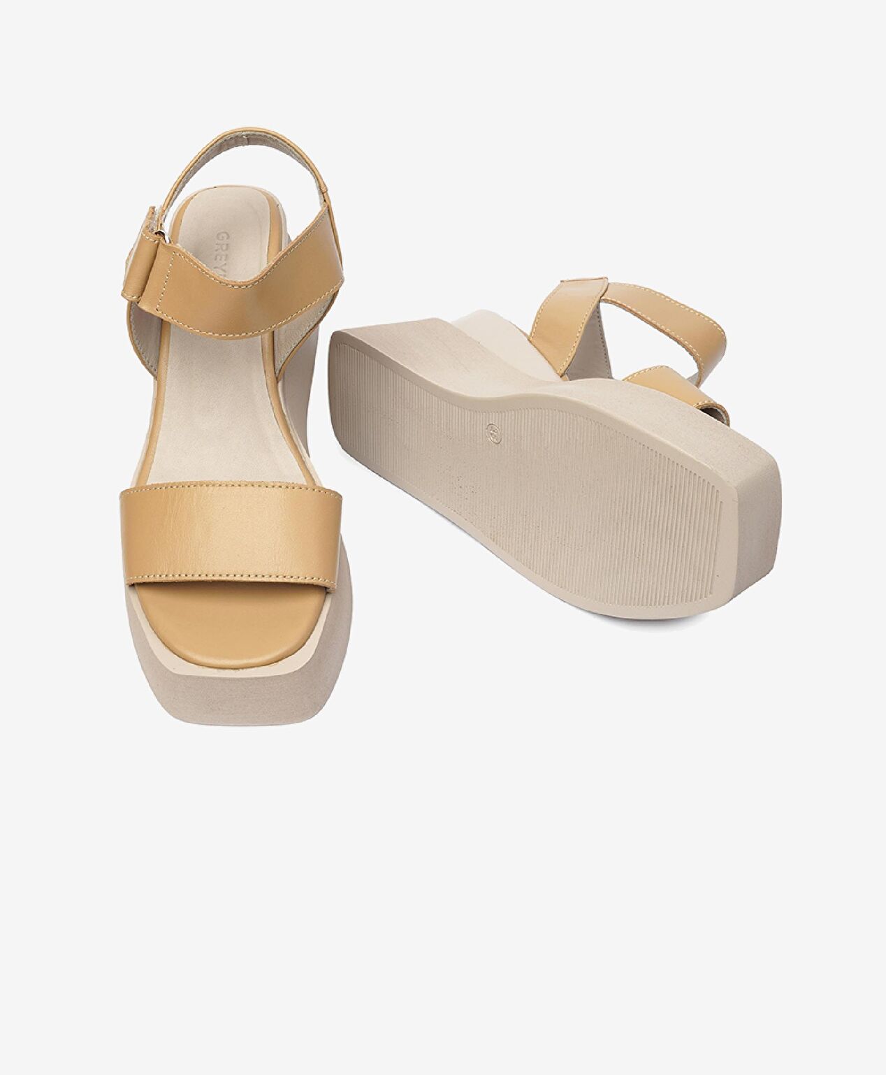 Kadın Krem Hakiki Deri Sandalet - 6