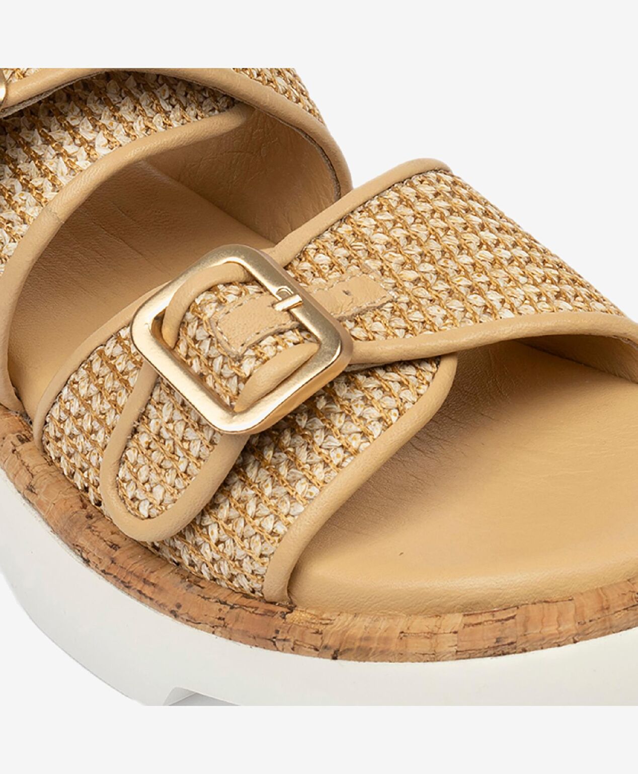 Kadın Bej Hakiki Deri Sandalet - 5