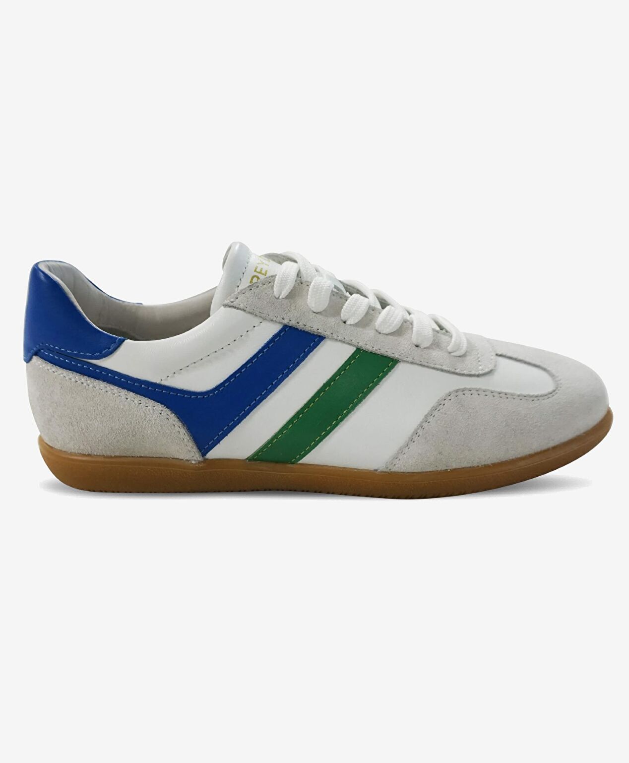 Kadın Beyaz Süet Yeşil Hakiki Deri Sneaker Ayakkabı - 1