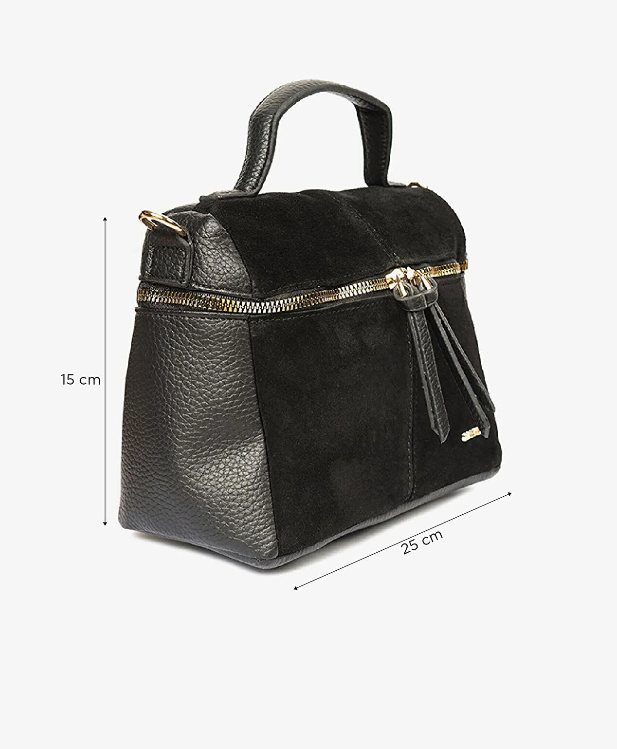 Kadın Siyah İki Bölmeli Omuz Çantası - 6