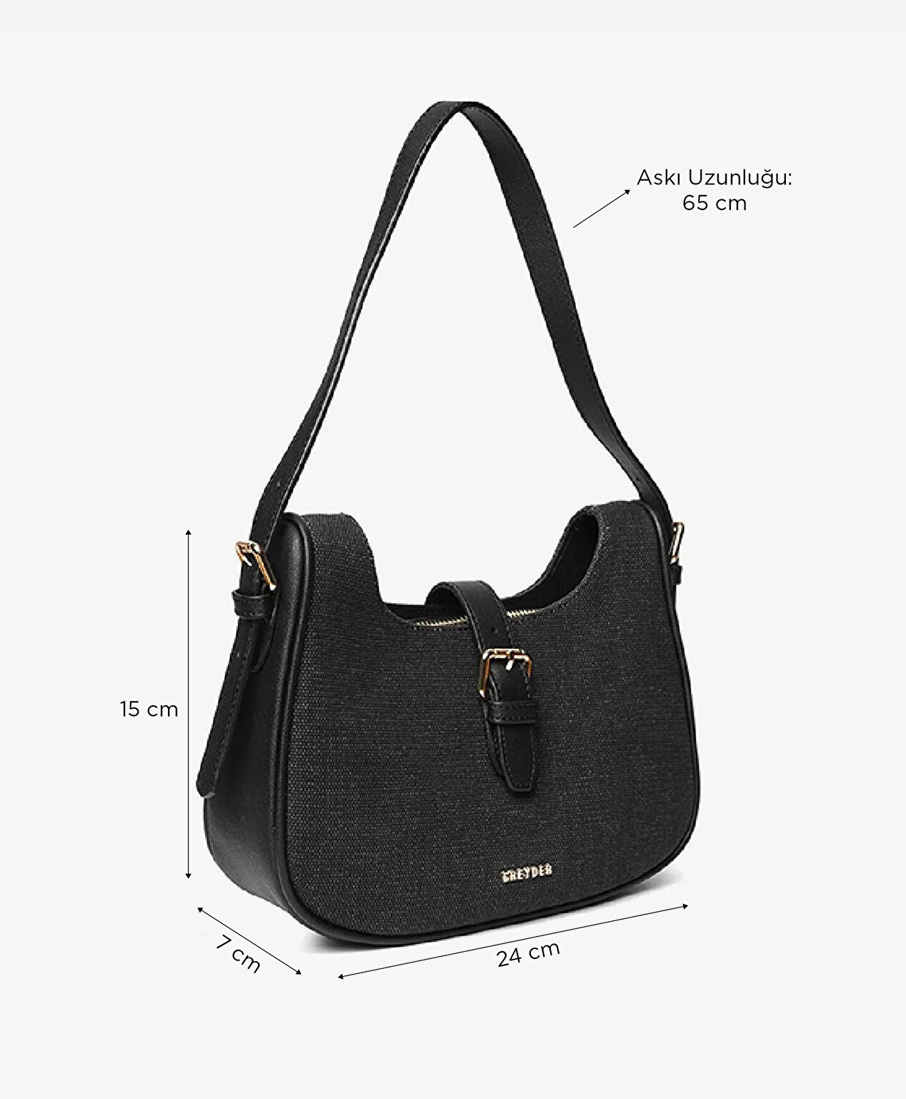 Kadın Siyah Tek Bölmeli Kol Çantası - 6