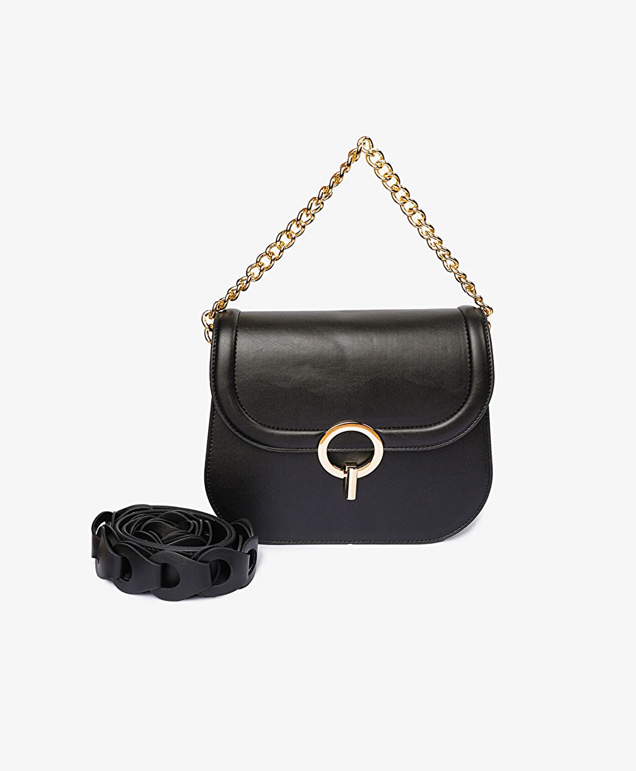 Kadın Siyah Tokalı Kol Çantası - 1