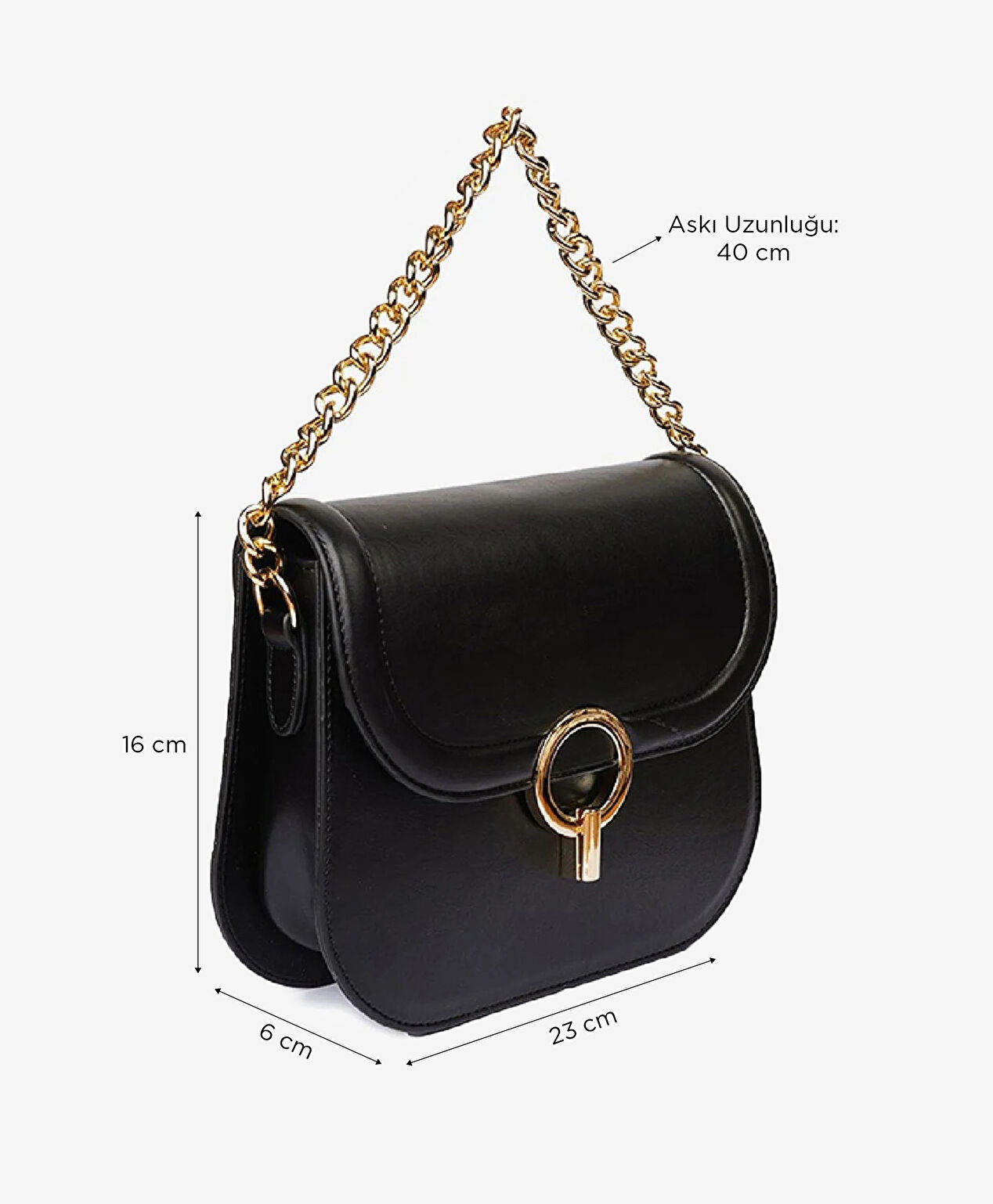 Kadın Siyah Tokalı Kol Çantası - 6