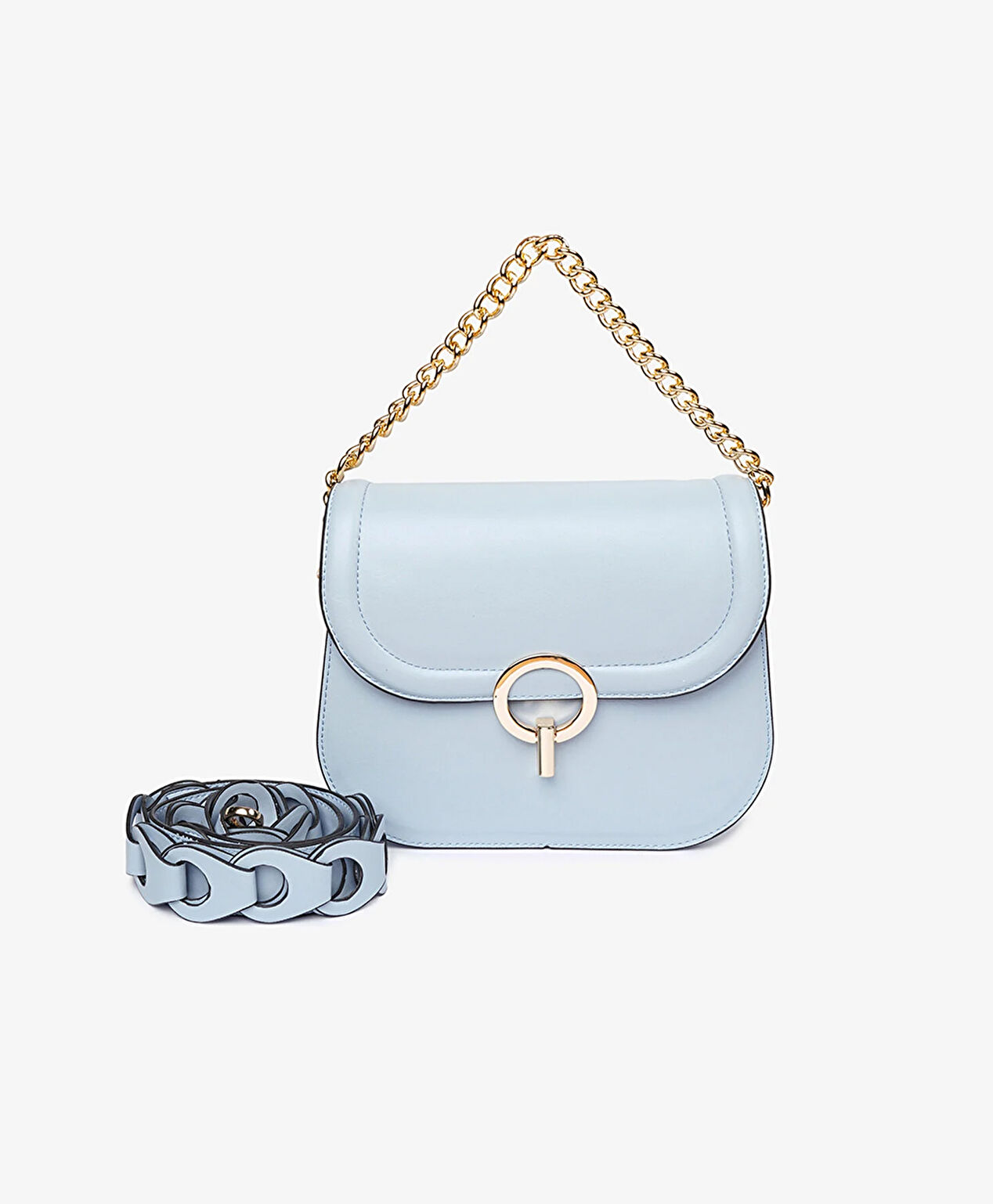 Kadın Mavi Tokalı Kol Çantası - 1