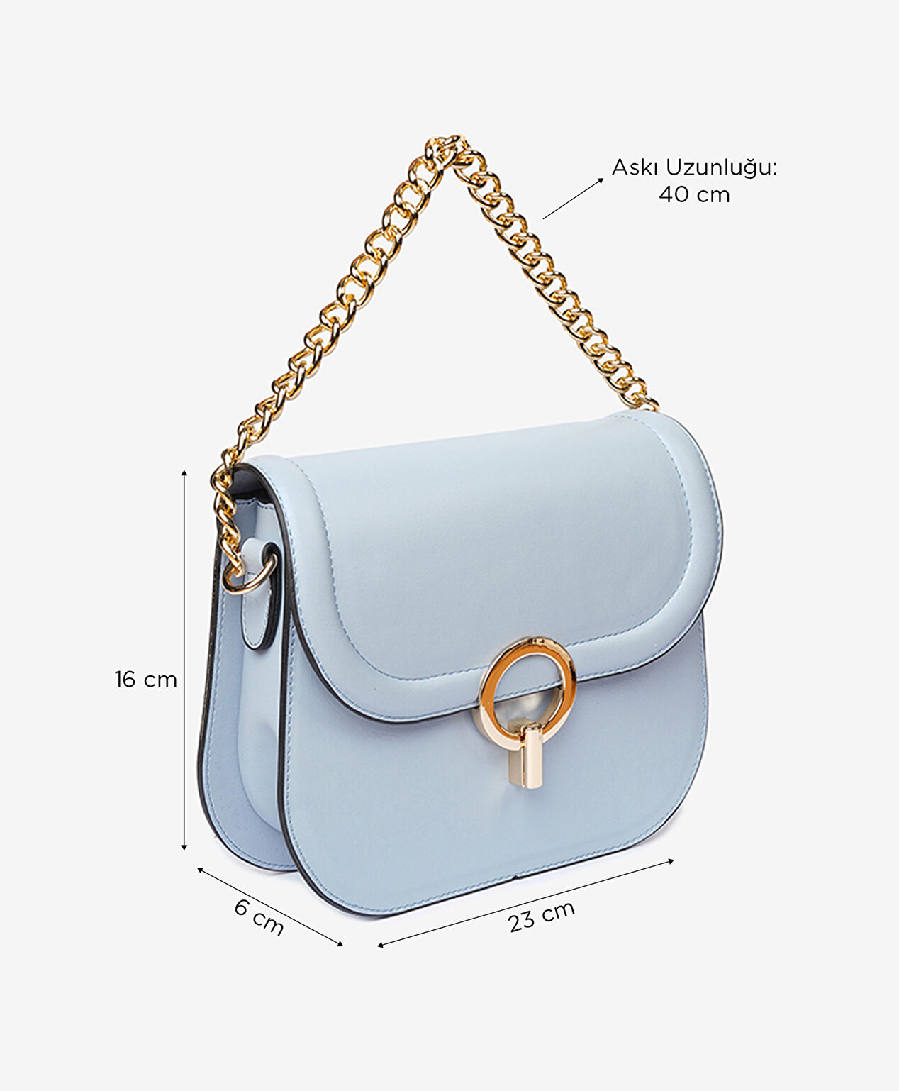 Kadın Mavi Tokalı Kol Çantası - 6