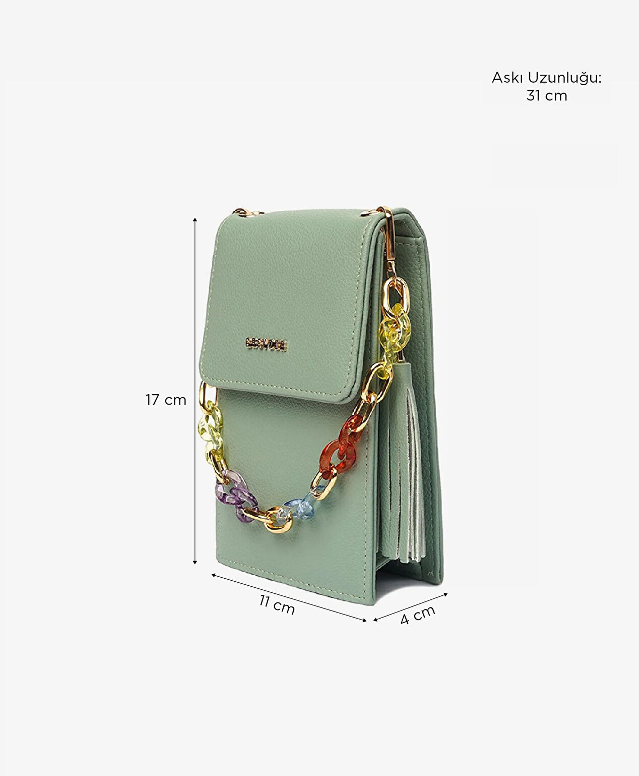 Kadın Mint Tek Bölmeli Çapraz Çanta - 6
