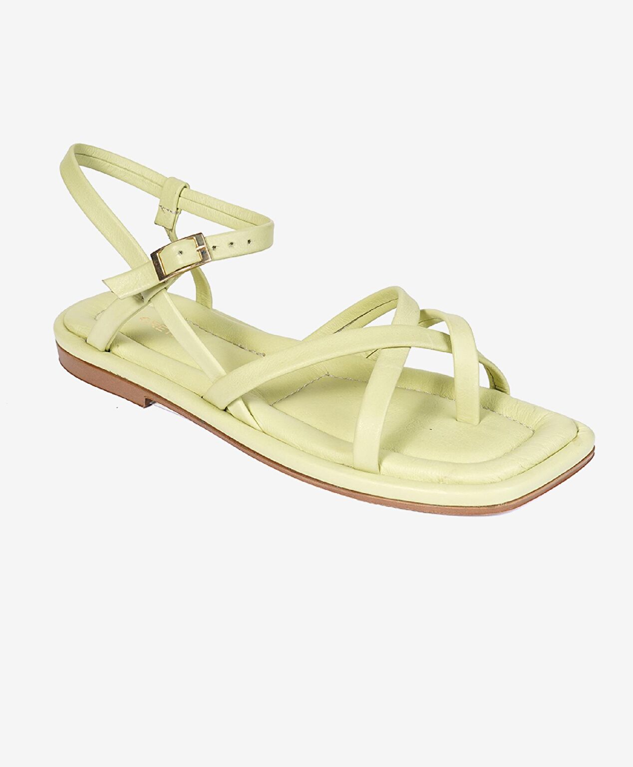 Kadın Neon Yeşili Hakiki Deri Sandalet - 1