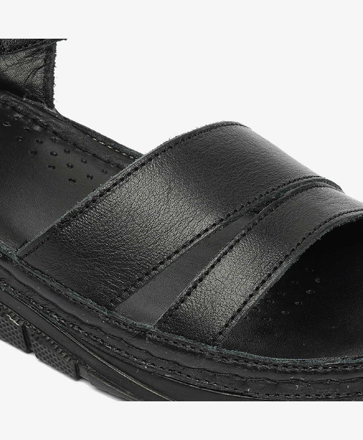 Kadın Siyah Hakiki Deri Sandalet - 5