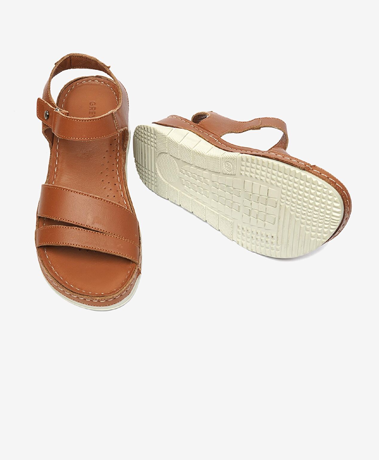 Kadın Taba Hakiki Deri Sandalet - 6