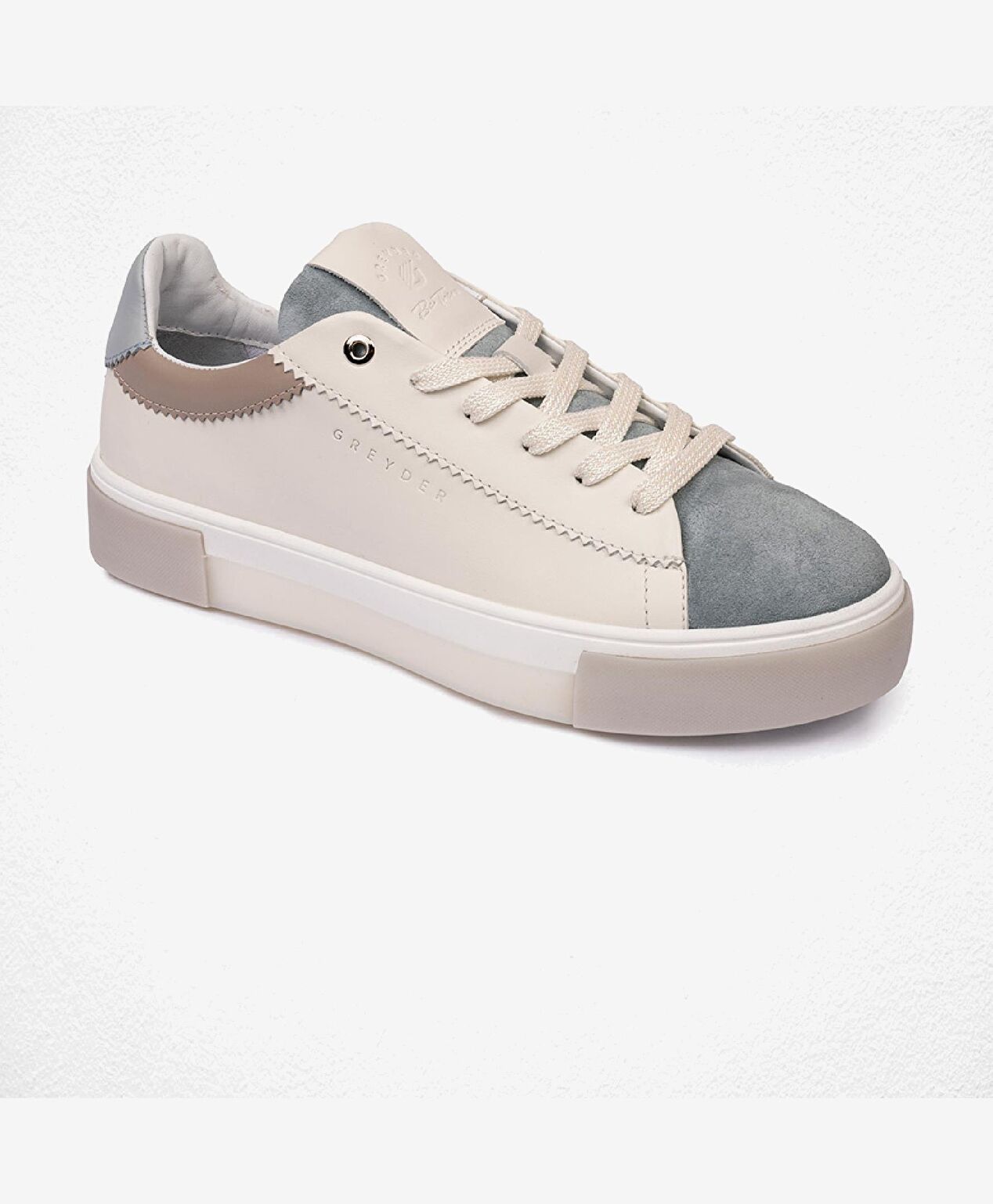 Kadın Beyaz Mavi Hakiki Deri Sneaker Ayakkabı - 4