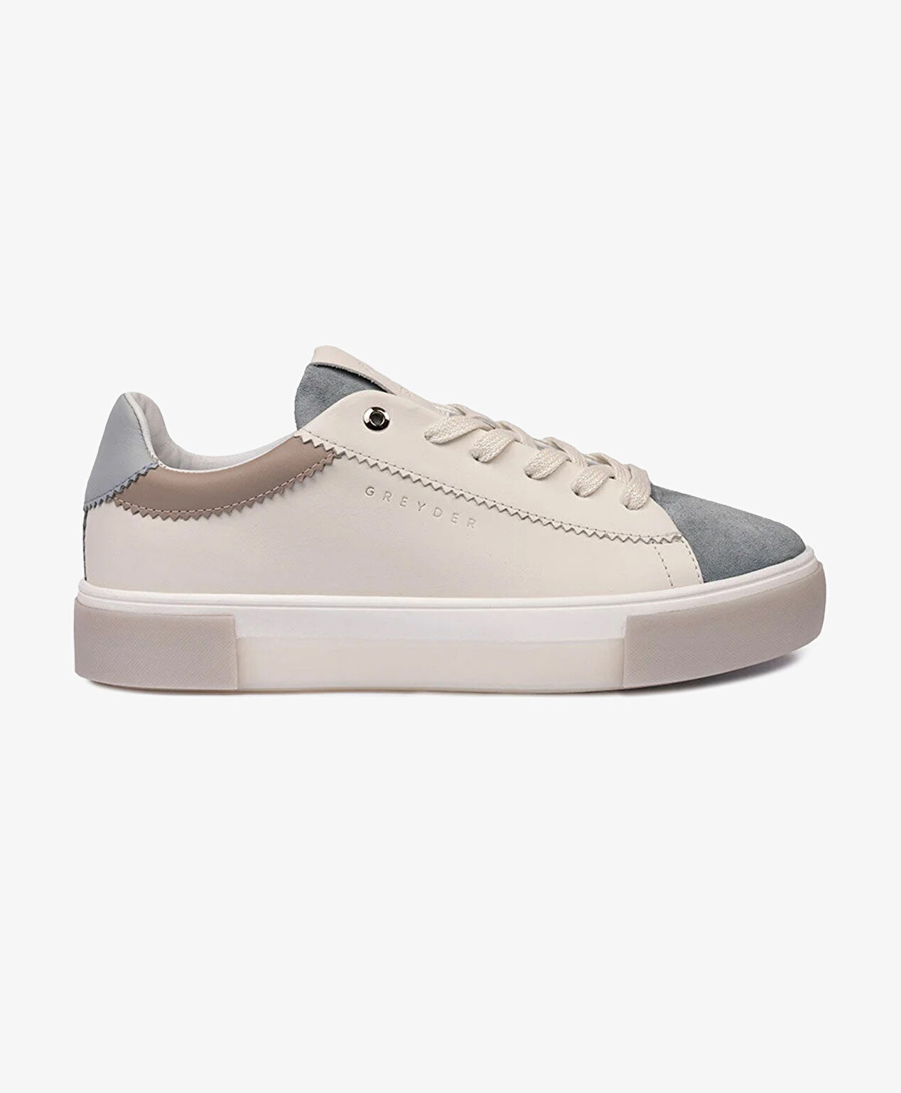 Kadın Beyaz Mavi Hakiki Deri Sneaker Ayakkabı - 1
