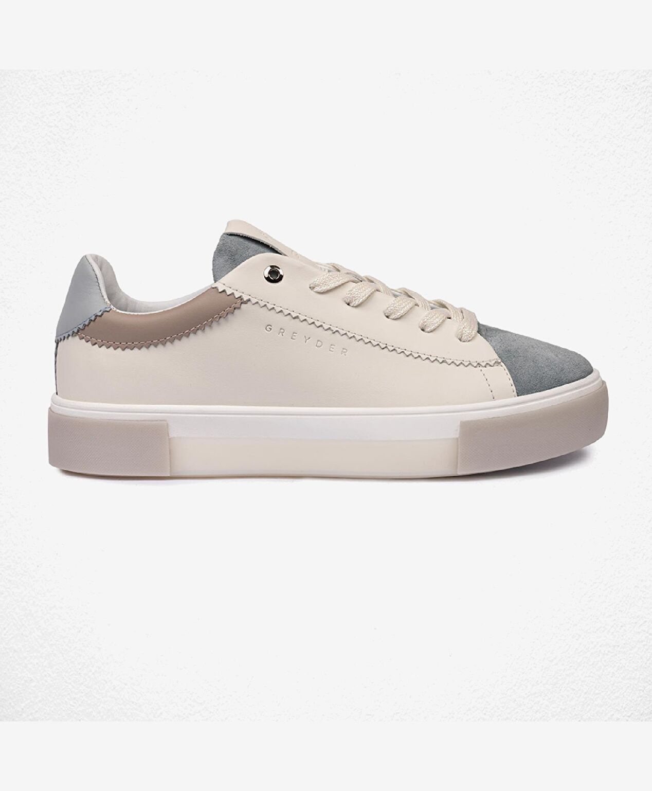 Kadın Beyaz Mavi Hakiki Deri Sneaker Ayakkabı - 1