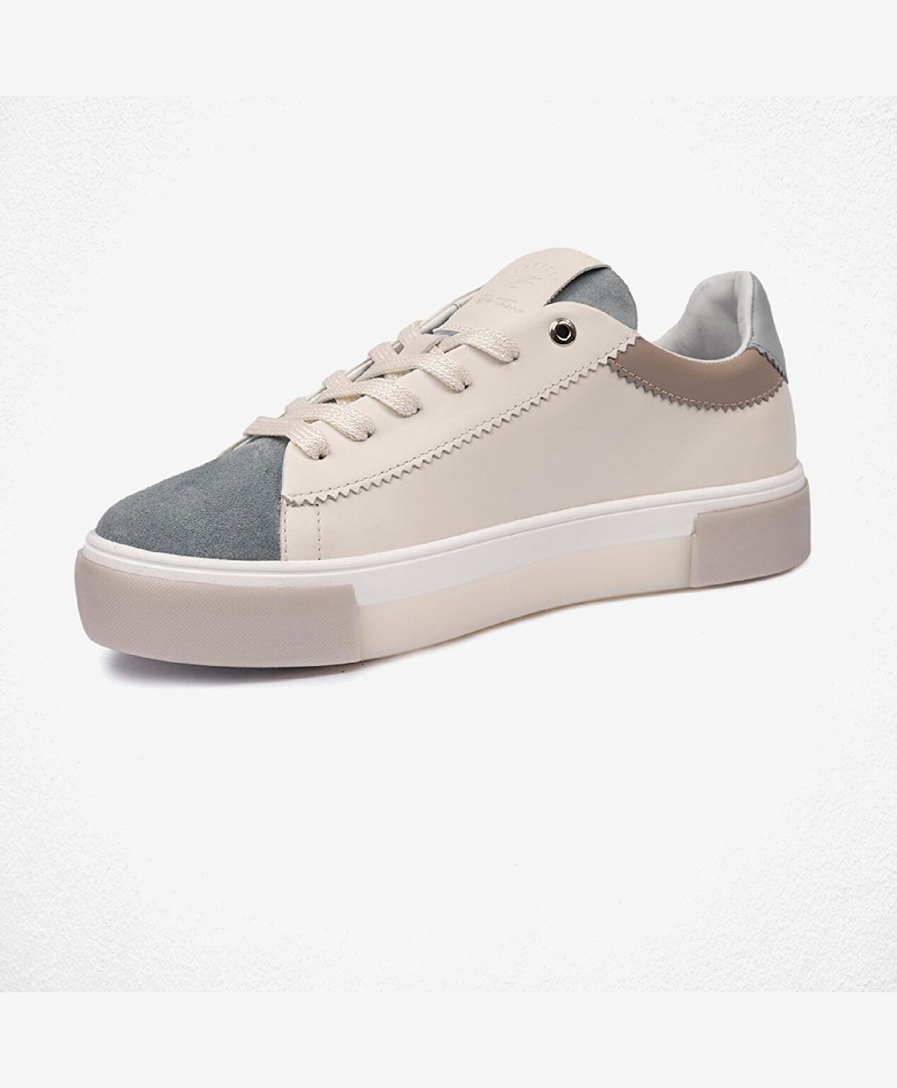 Kadın Beyaz Mavi Hakiki Deri Sneaker Ayakkabı - 5
