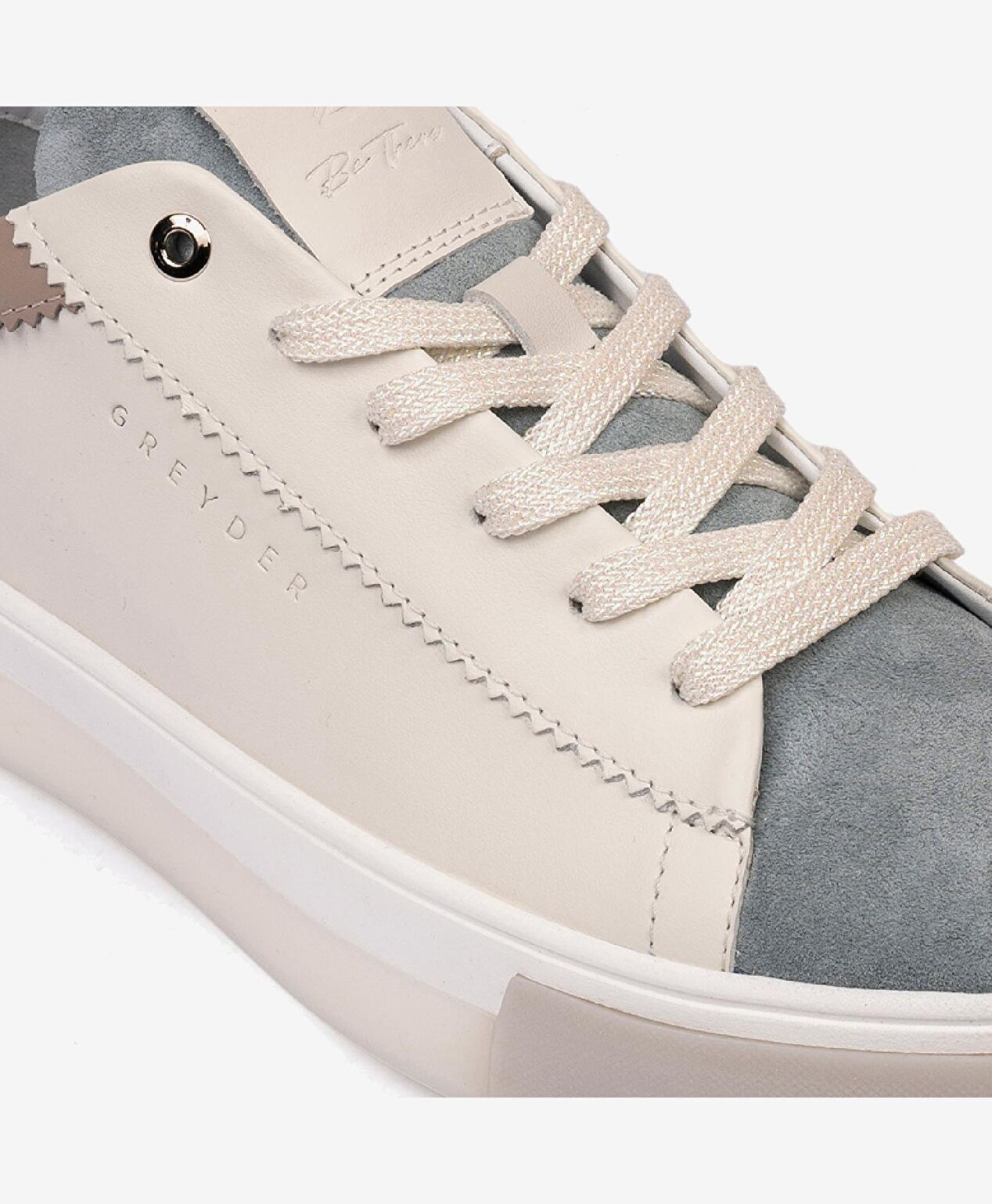 Kadın Beyaz Mavi Hakiki Deri Sneaker Ayakkabı - 7