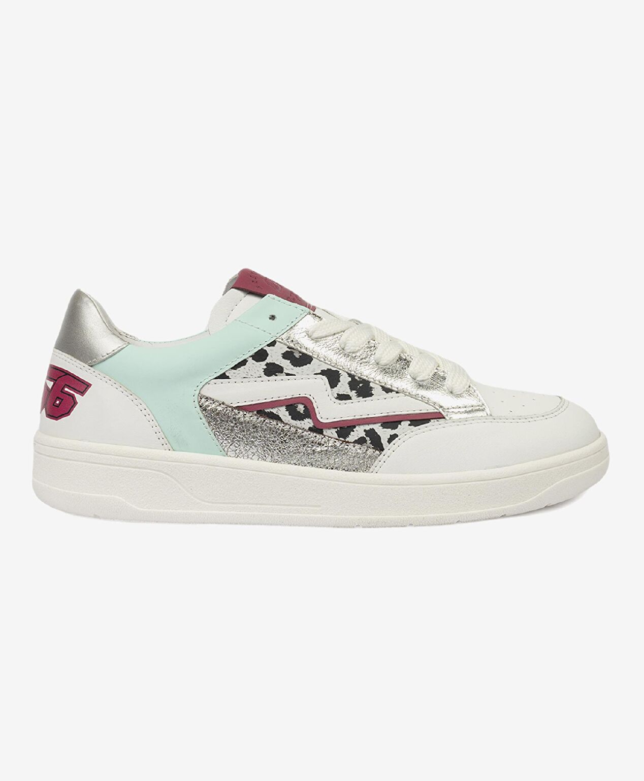 Kadın Beyaz Fuşya Hakiki Deri Sneaker Ayakkabı - 1