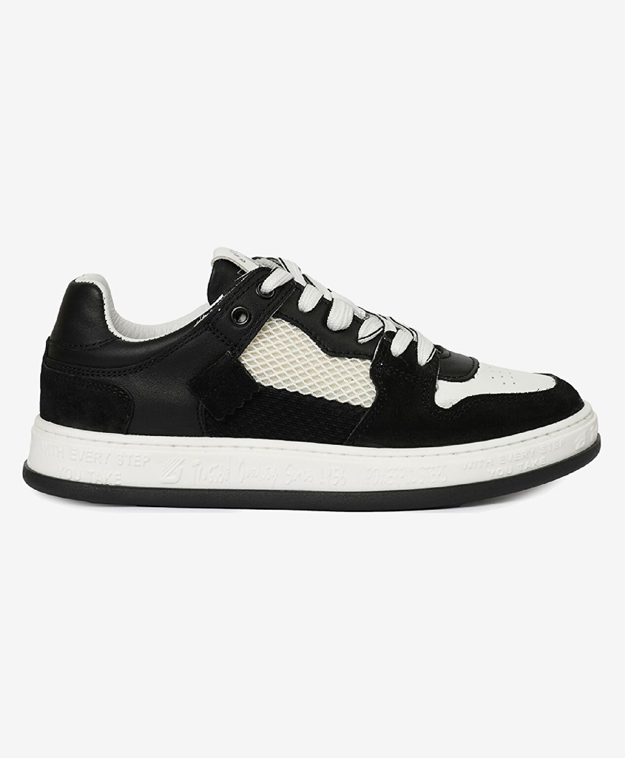 Kadın Siyah Beyaz Hakiki Deri Sneaker Ayakkabı - 1