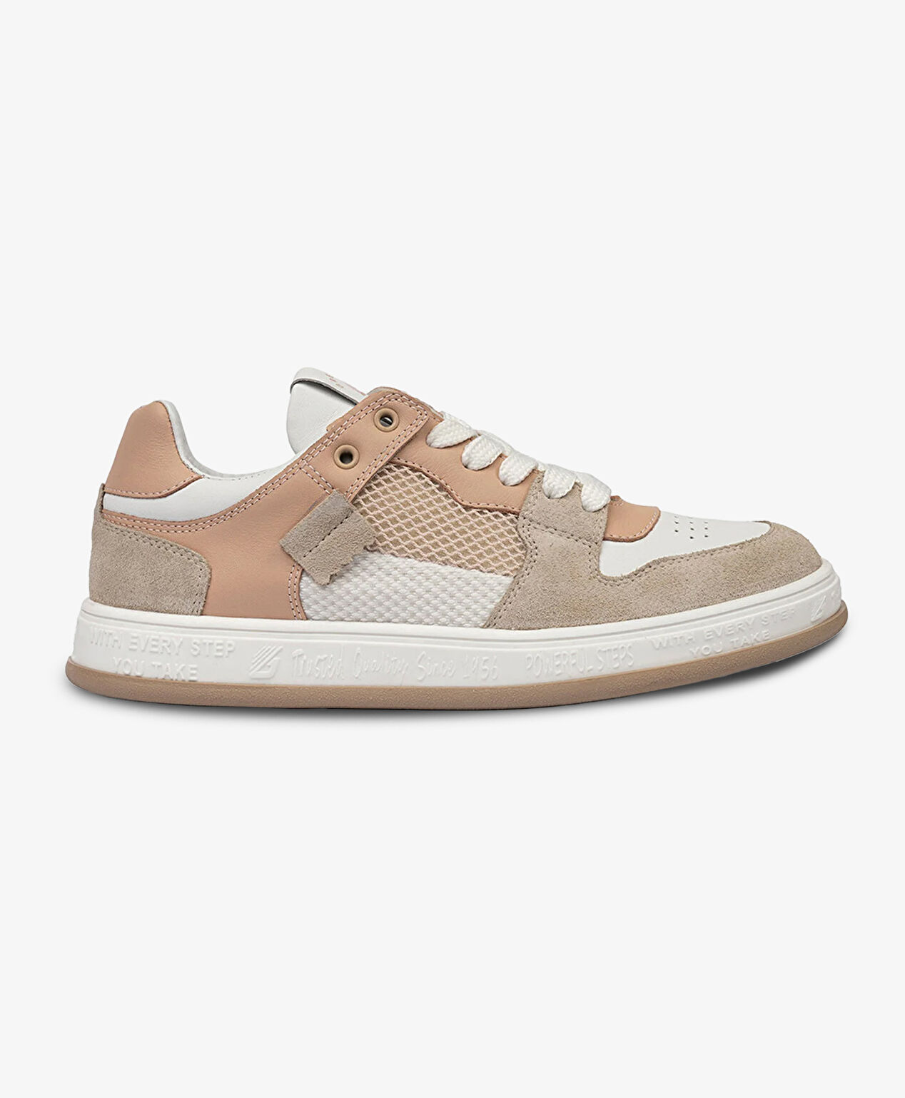 Kadın Ekru Nude Hakiki Deri Sneaker Ayakkabı - 1