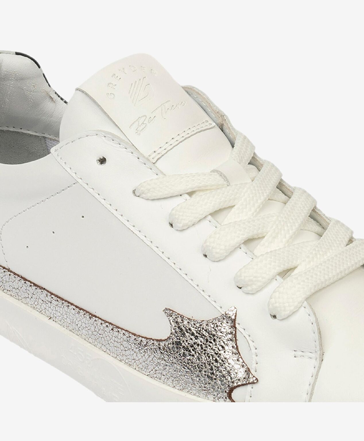 Kadın Beyaz Gümüş Hakiki Deri Sneaker Ayakkabı - 5