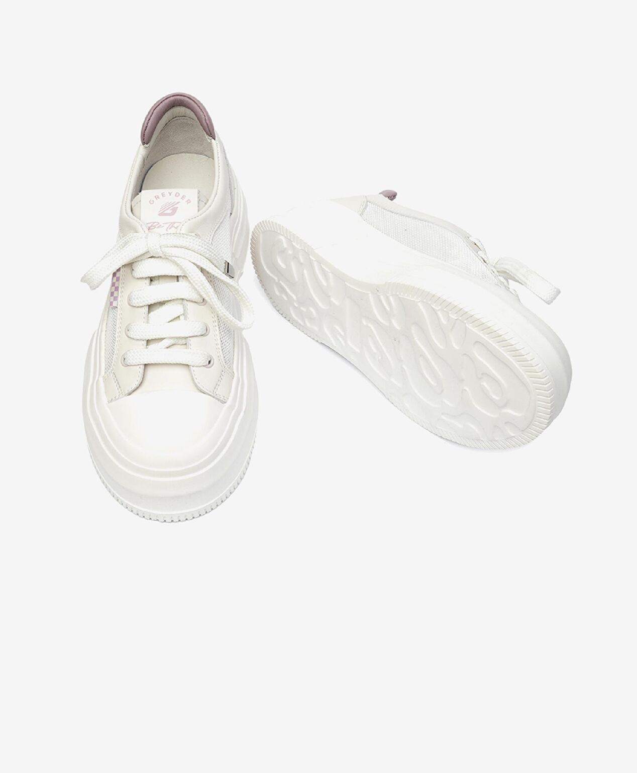 Kadın Kirli Beyaz Lila Hakiki Deri Sneaker Ayakkabı - 6
