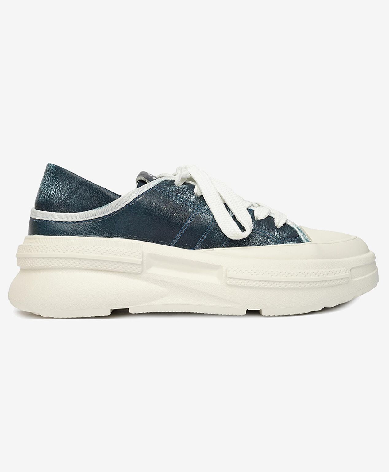 Kadın Mavi Hakiki Deri Sneaker Ayakkabı - 1