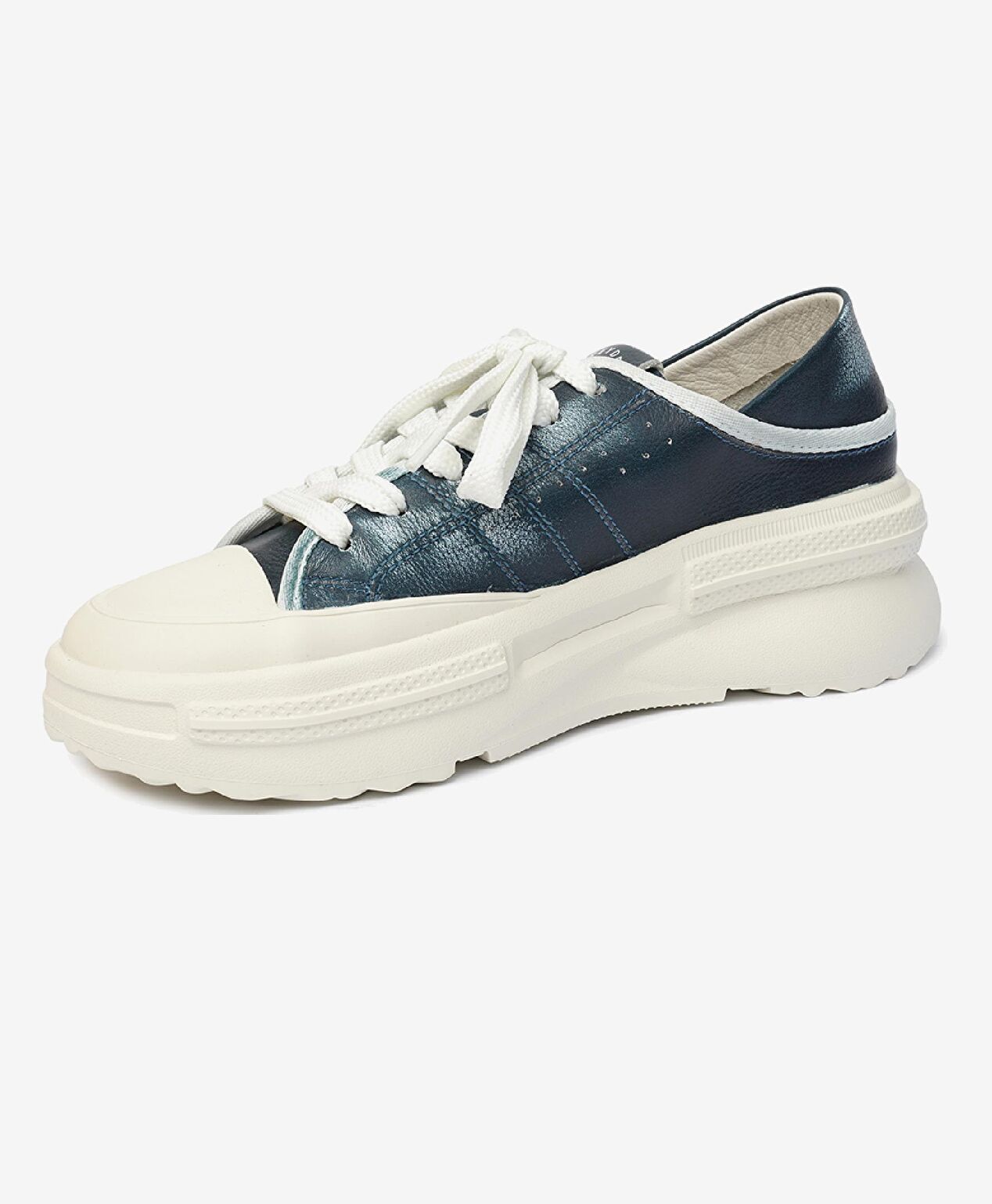 Kadın Mavi Hakiki Deri Sneaker Ayakkabı - 3