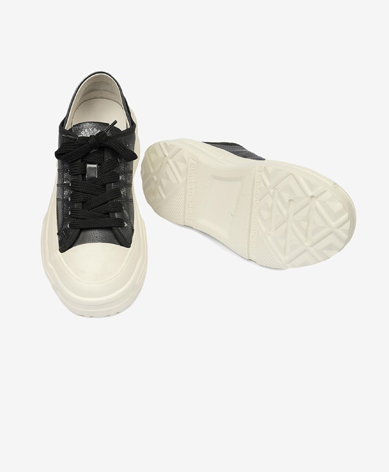 Kadın Siyah Beyaz Hakiki Deri Sneaker Ayakkabı - 6