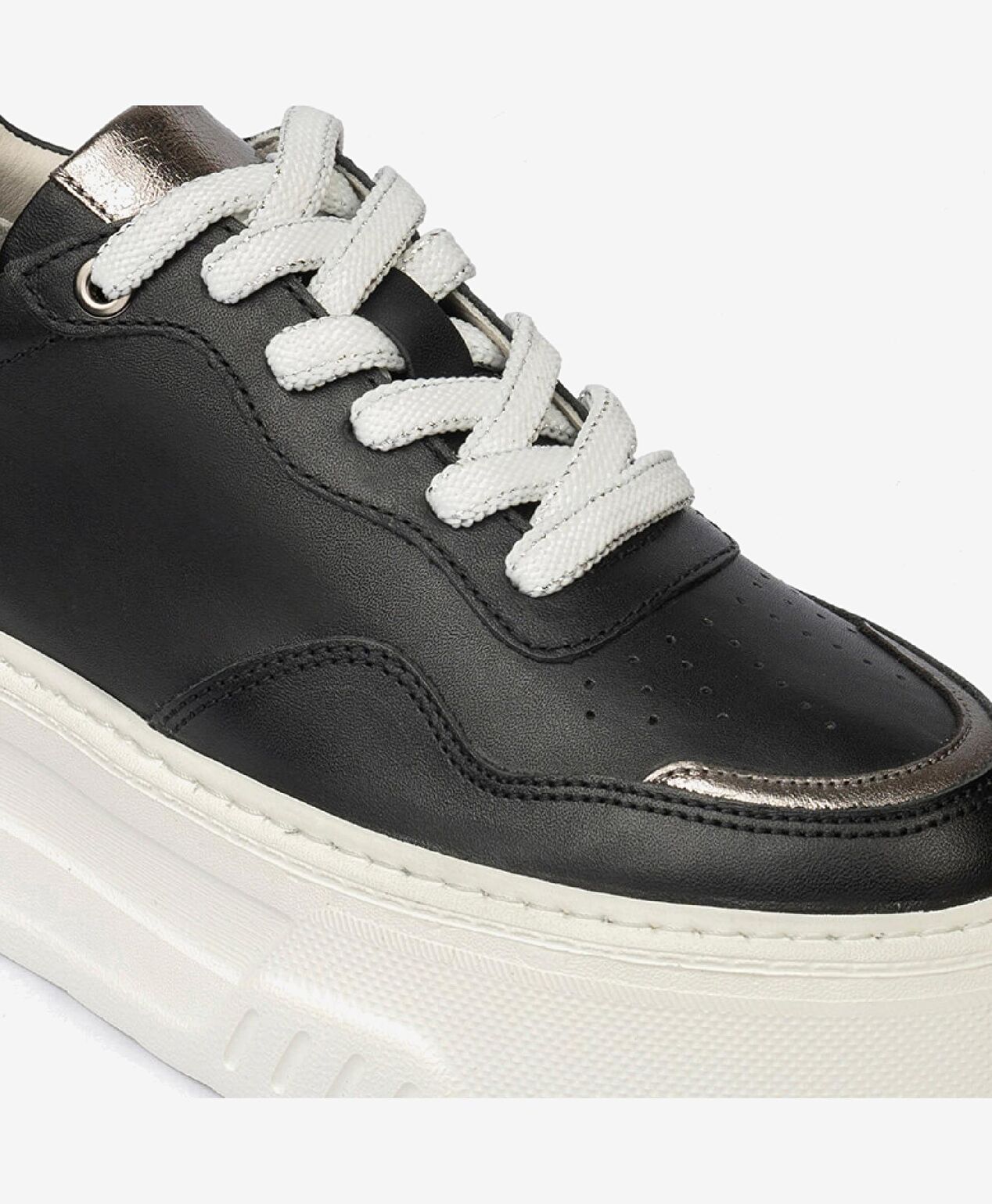 Kadın Siyah Çelik Hakiki Deri Sneaker Ayakkabı - 5