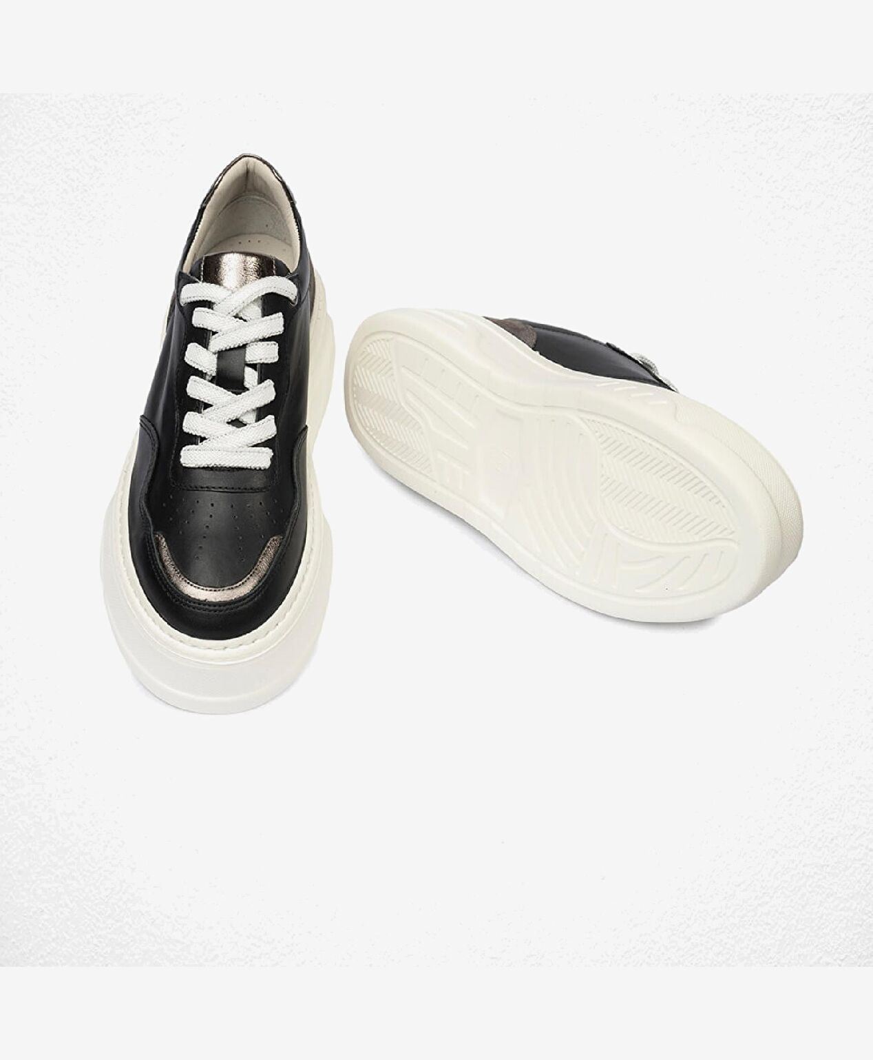 Kadın Siyah Çelik Hakiki Deri Sneaker Ayakkabı - 6