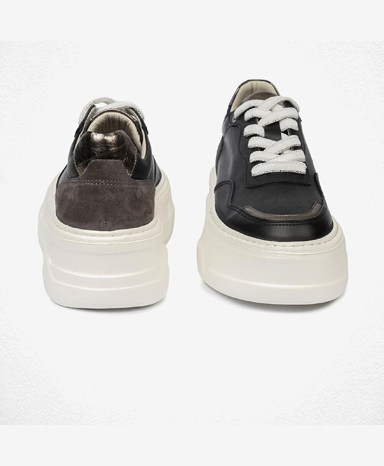 Kadın Siyah Çelik Hakiki Deri Sneaker Ayakkabı - 7