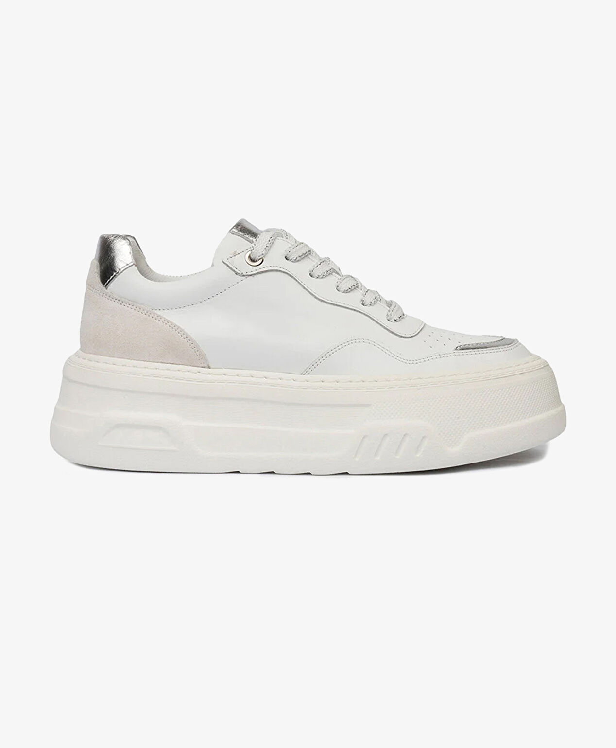Kadın Beyaz Gümüş Sneaker Ayakkabı - 1