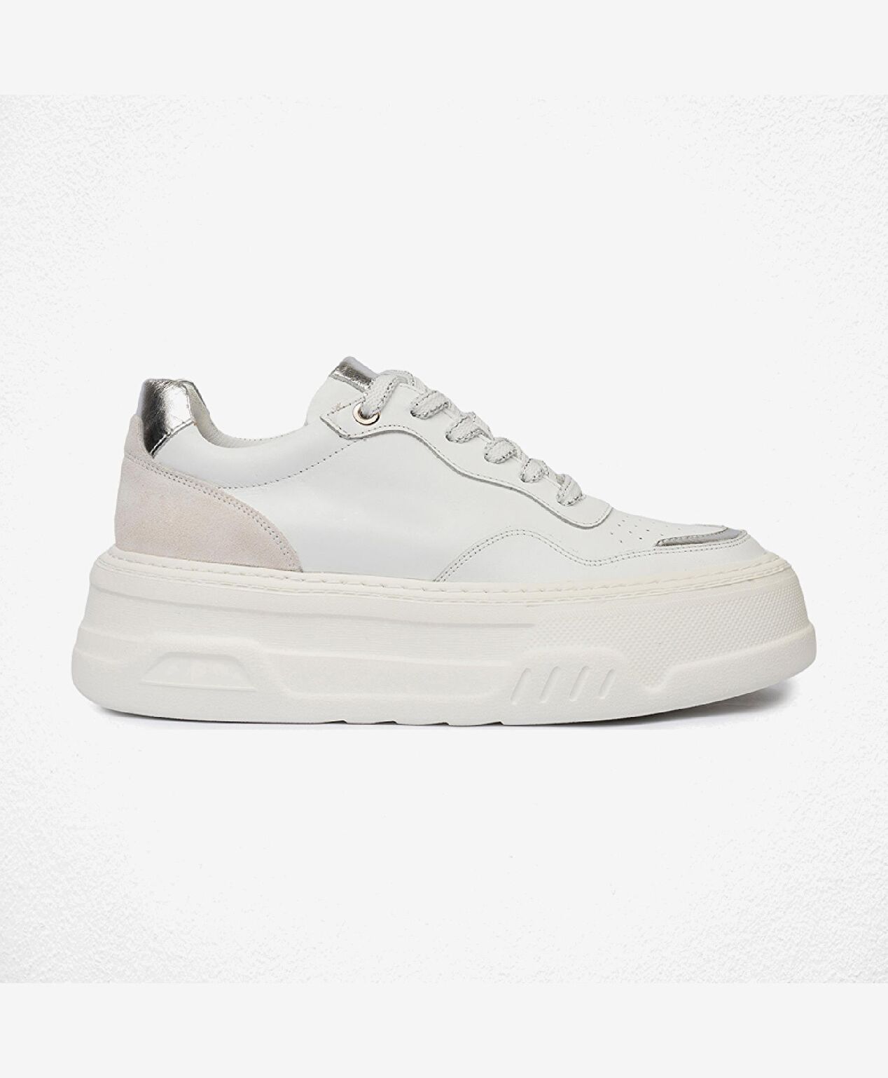 Kadın Beyaz Gümüş Sneaker Ayakkabı - 1