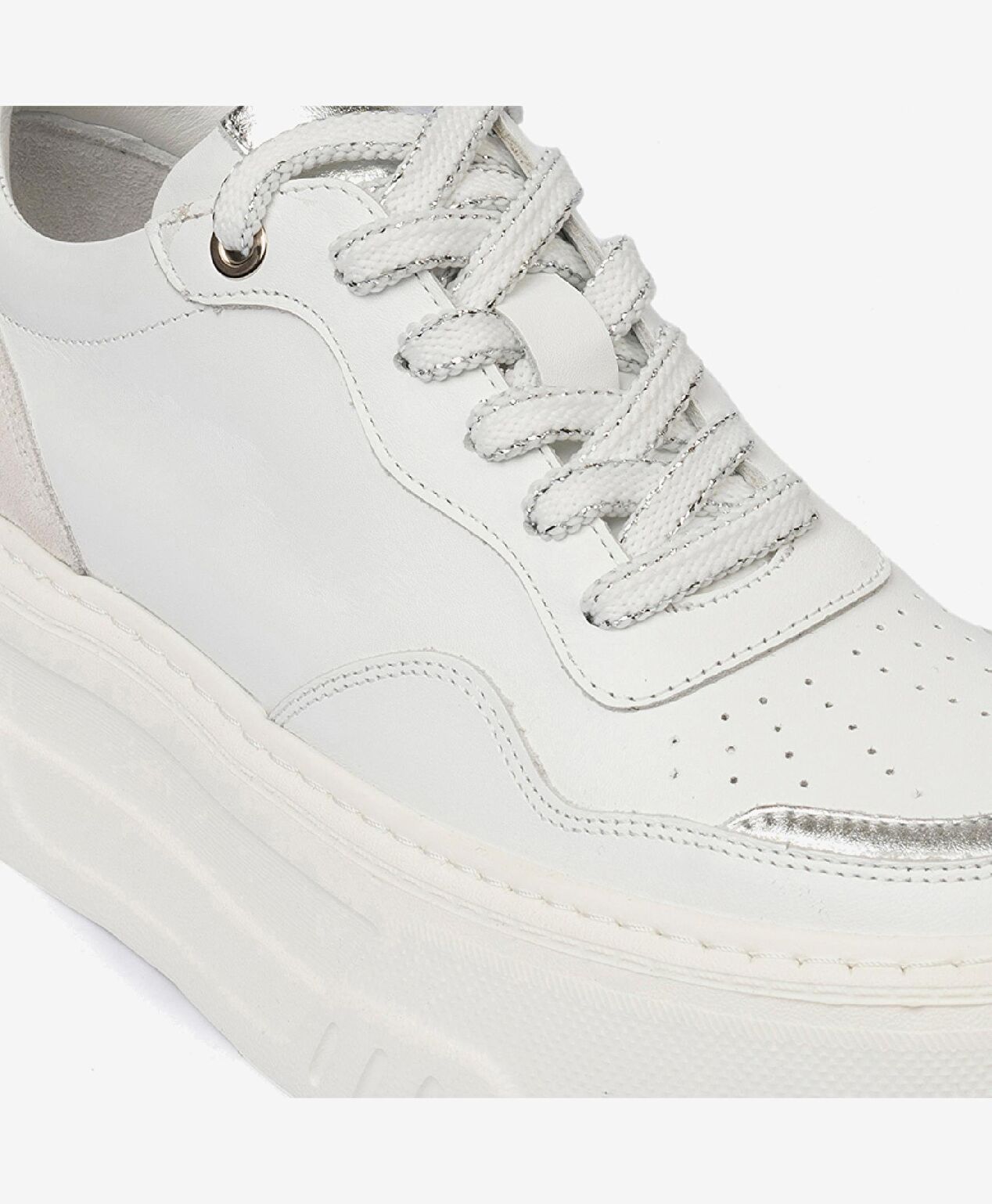 Kadın Beyaz Gümüş Sneaker Ayakkabı - 5