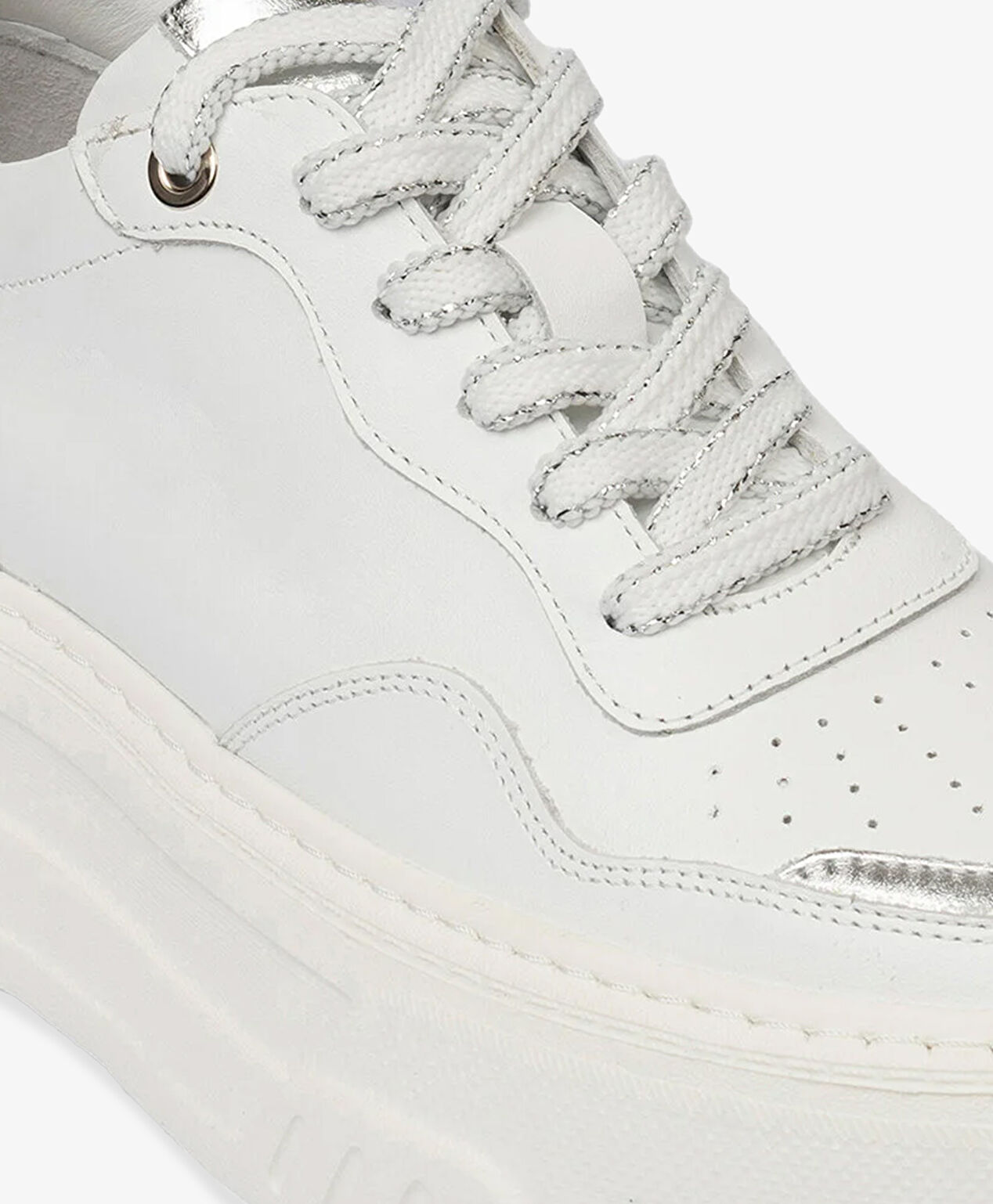 Kadın Beyaz Gümüş Sneaker Ayakkabı - 5